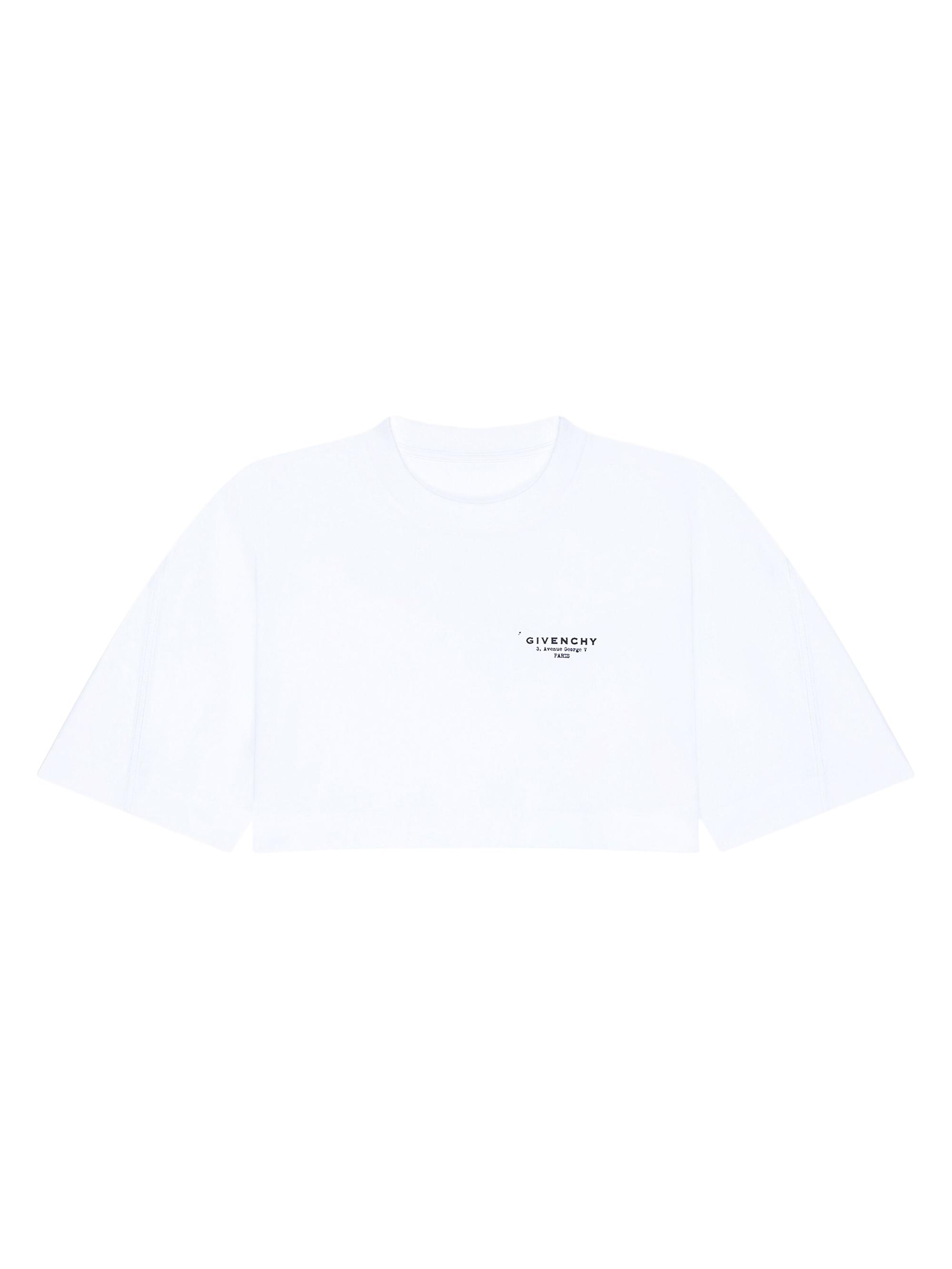 Givenchy Women's Cropped Fit T-Shirt in Cotton with Stamp Print - White