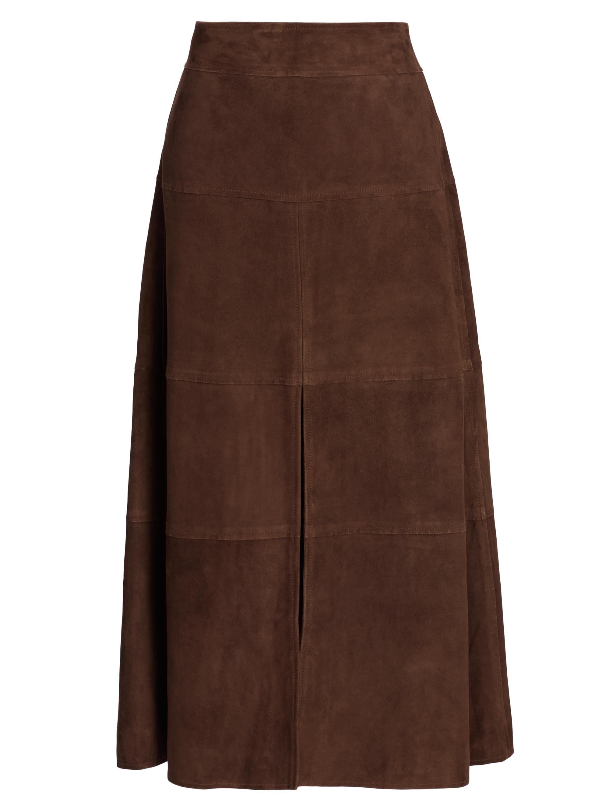 Tanya Taylor Women's Hudson Suede Midi-Skirt - Chocolate