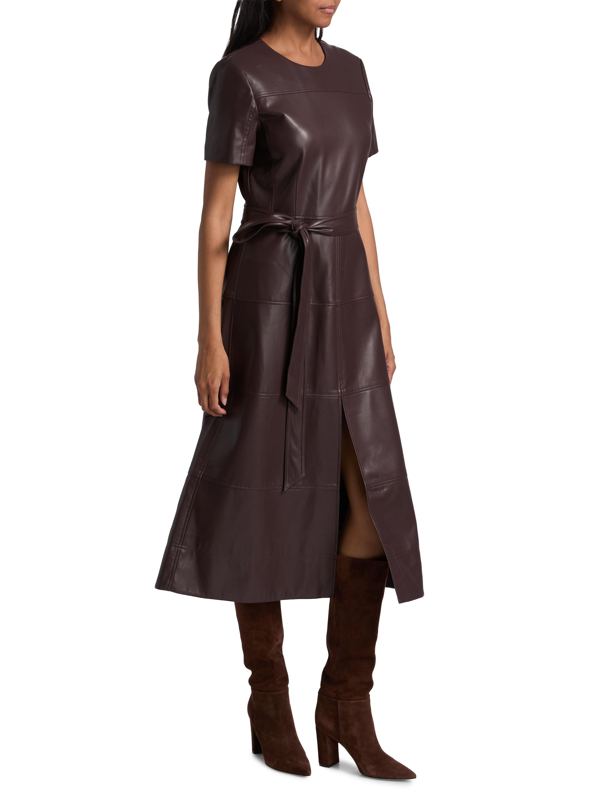 Tanya Taylor Ella Faux Leather Midi Dress - Oxblood