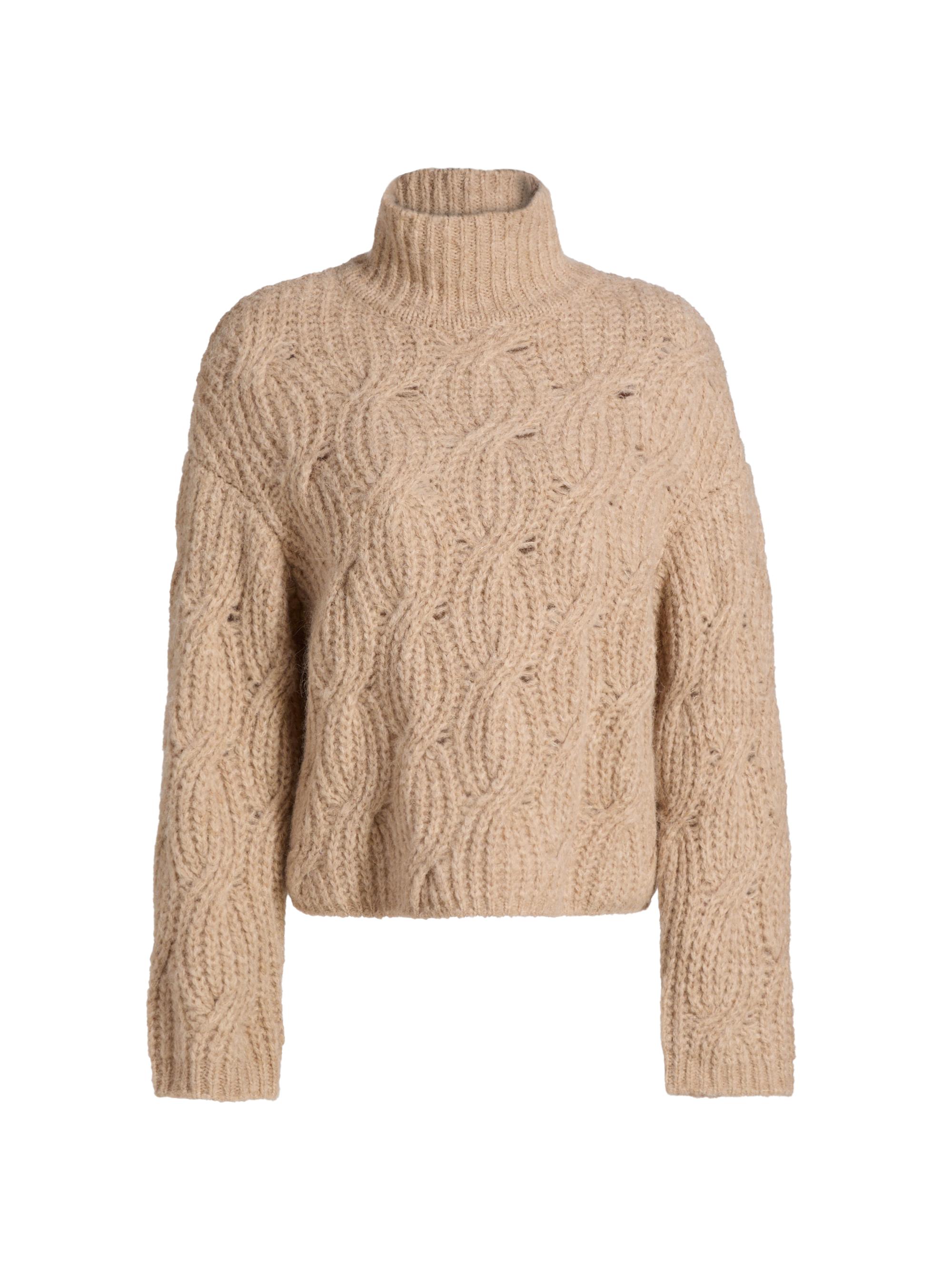 Tanya Taylor Women's Opaline Cable-Knit Turtleneck Sweater - Heather Walnut