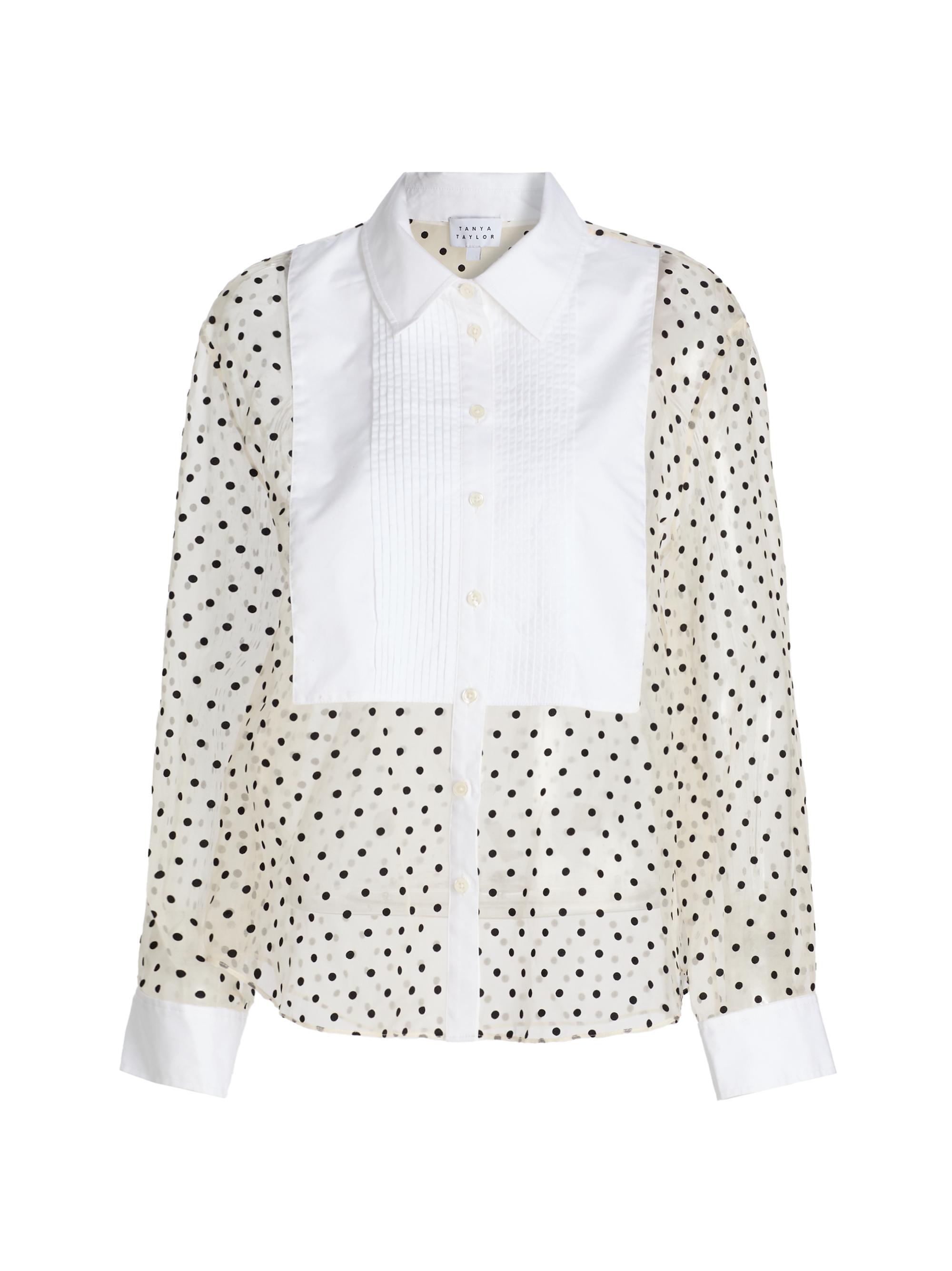 Tanya Taylor Women's Arielle Polka Dot Silk Shirt - Cream Black Optic White Multi