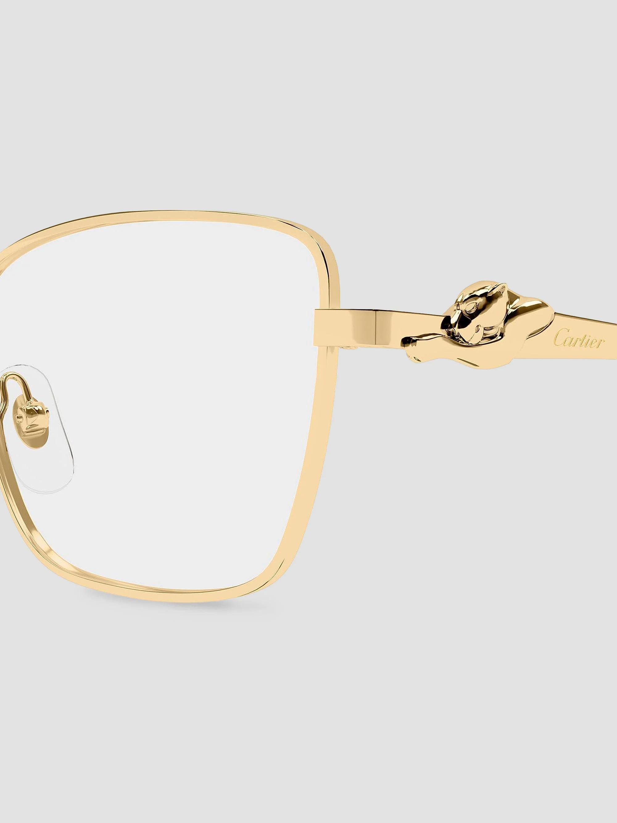 Authentic Cartier Gold Cat-Eye Glasses – Brand New w/ Box & Case NIB CARTIER Panthere de Cartier CT0125O 005 GOLD SEMI  main image 3