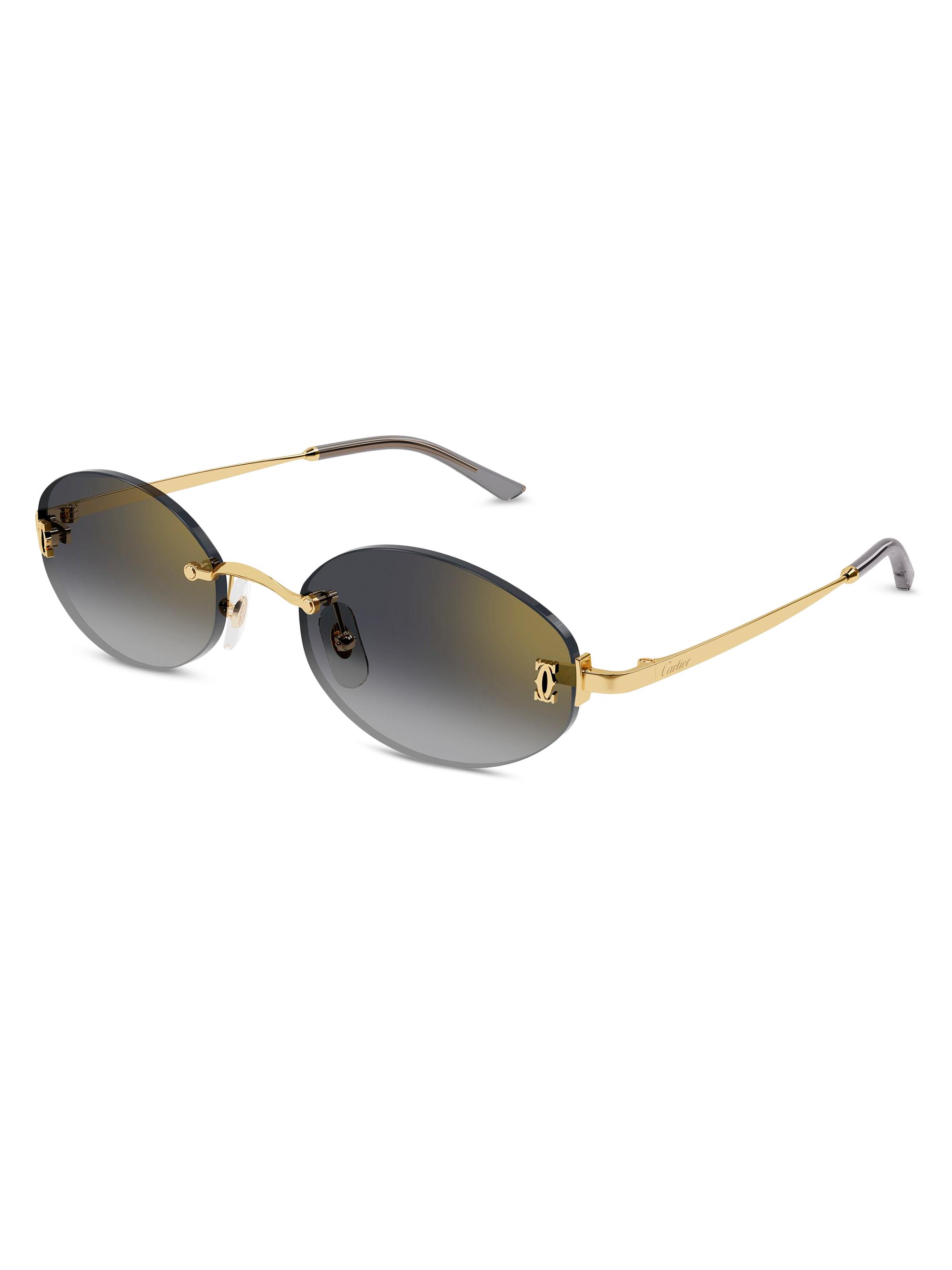 Cartier Women's Double C 55MM Oval Sunglasses - Gold Black | Thumbnail 5