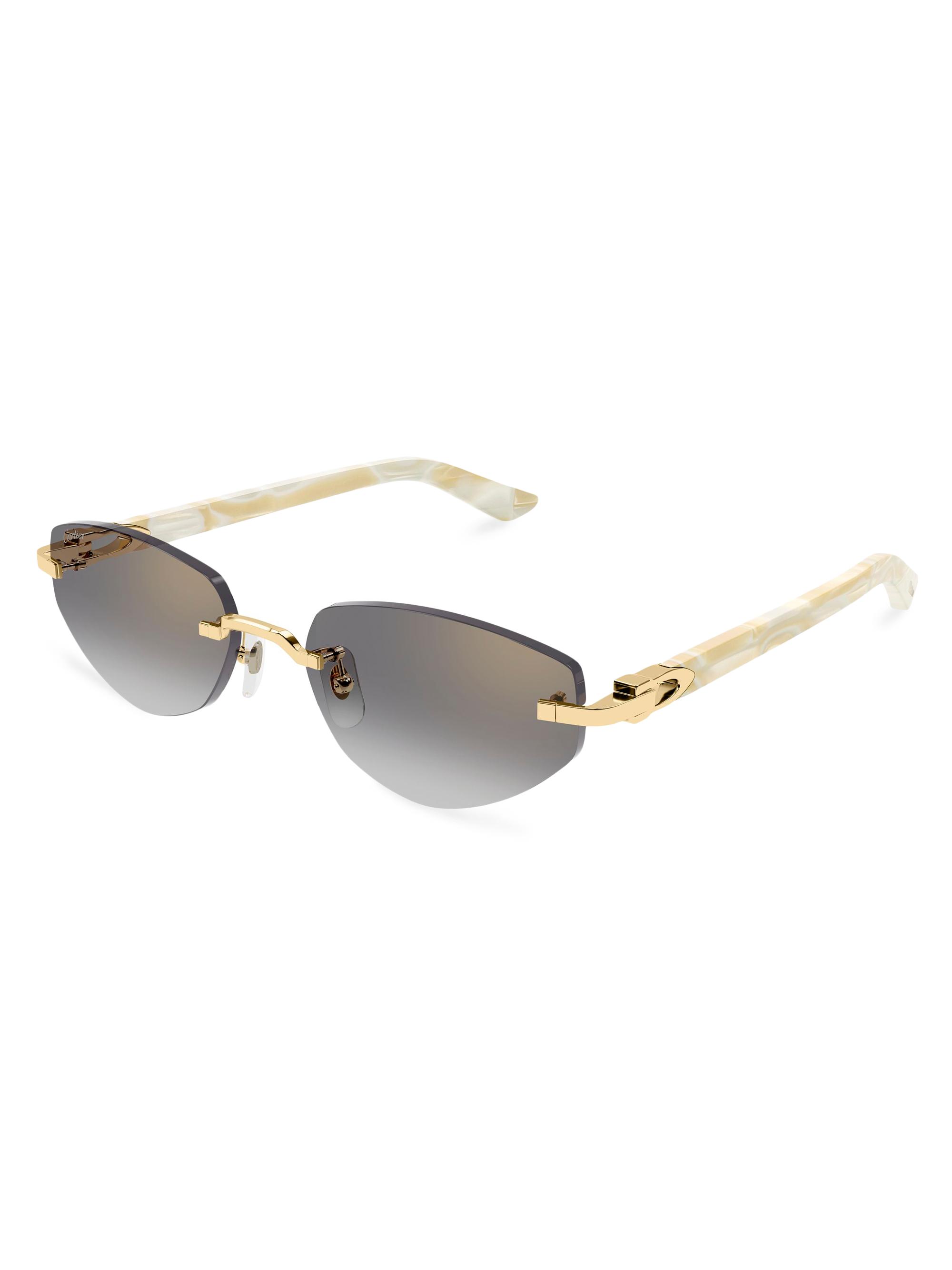 Cartier Panthère Classic 24K Gold-Plated Cat-Eye Sunglasses | Saks