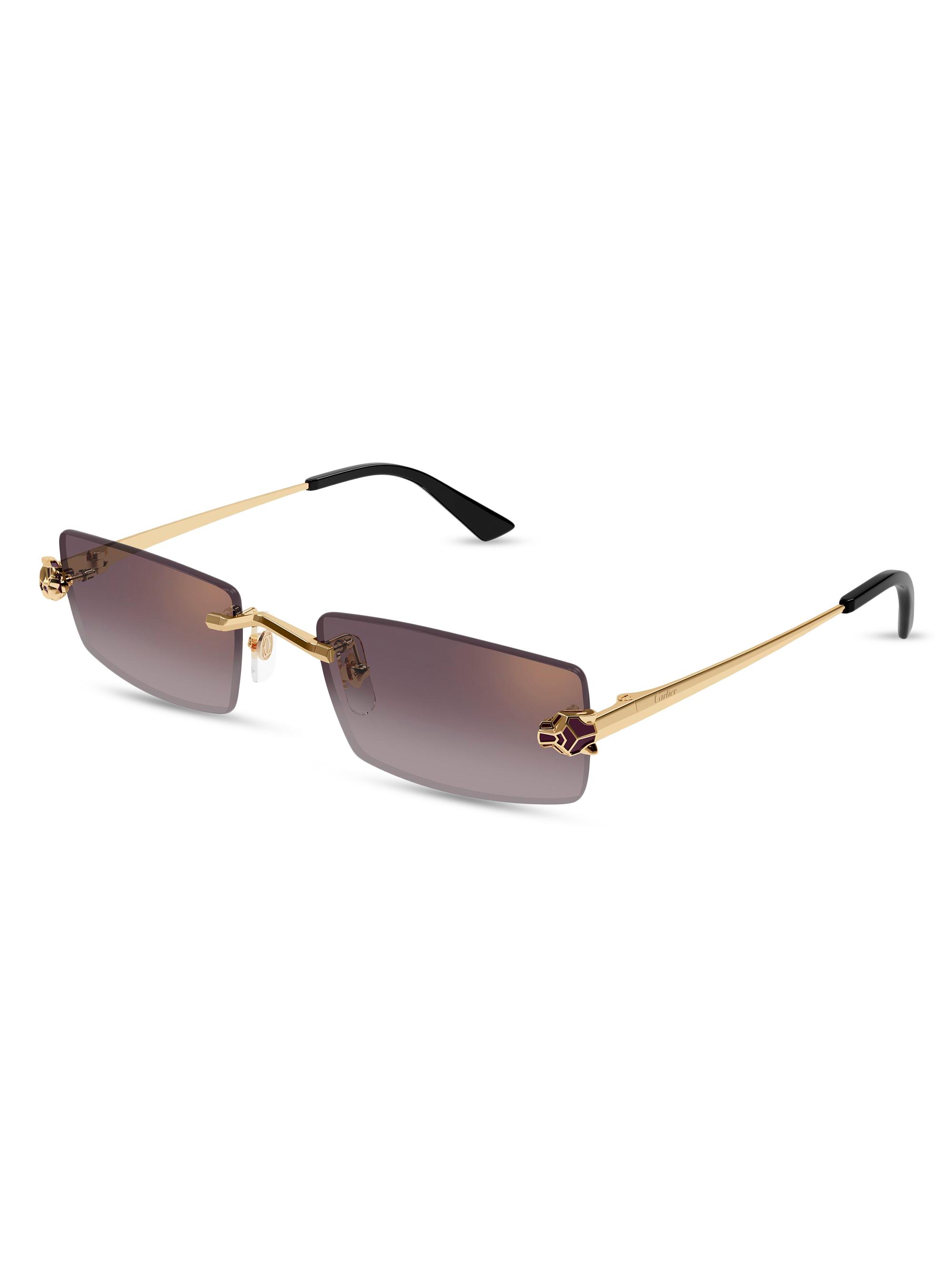 Cartier Women's Panthère Classic 55MM 24K-Gold-Plated Rectangular Sunglasses - Gold Brown