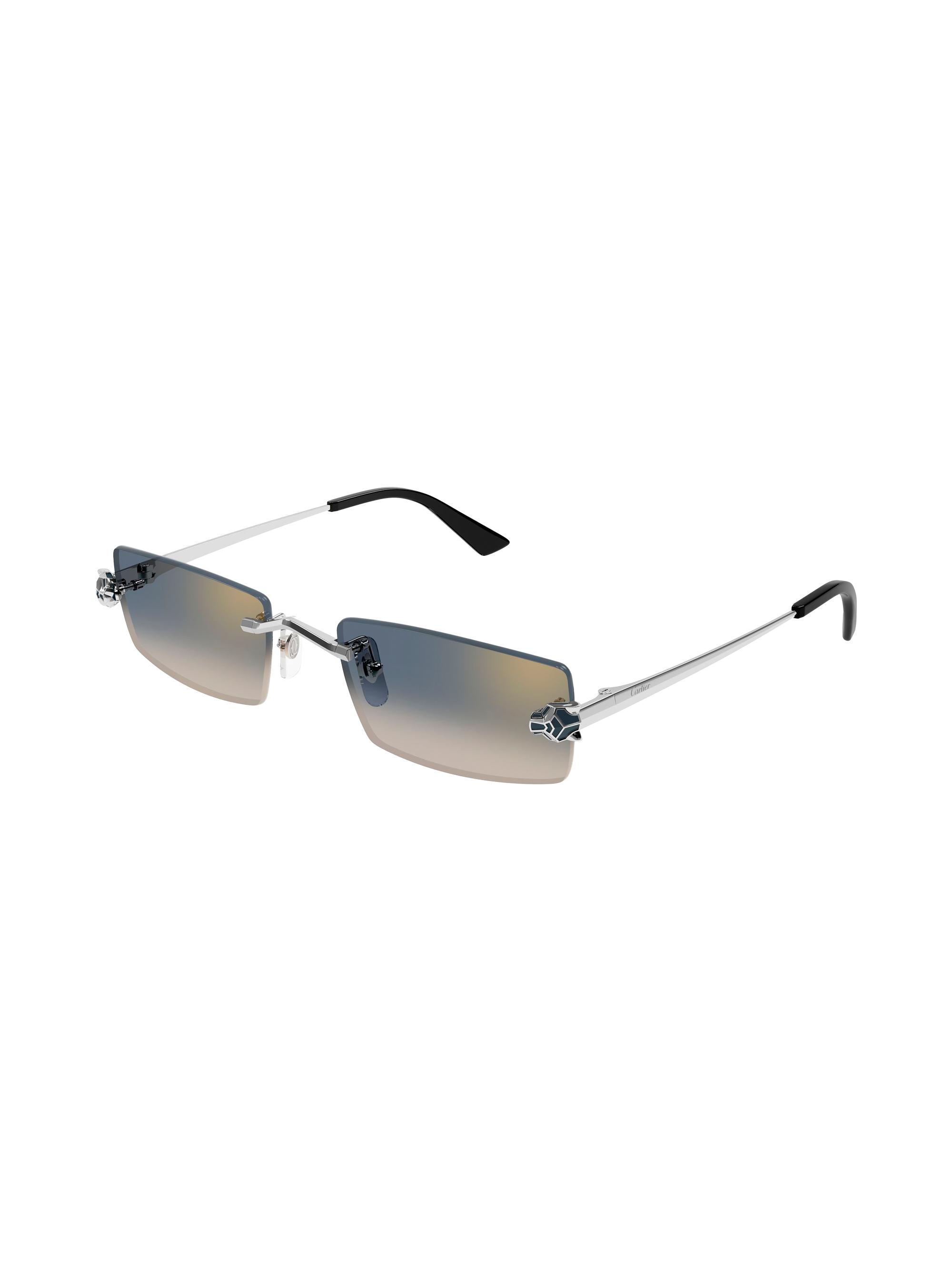 Cartier Women's Panthère Classic 55MM 24K-Gold-Plated Rectangular Sunglasses - Silver Black | Thumbnail 5