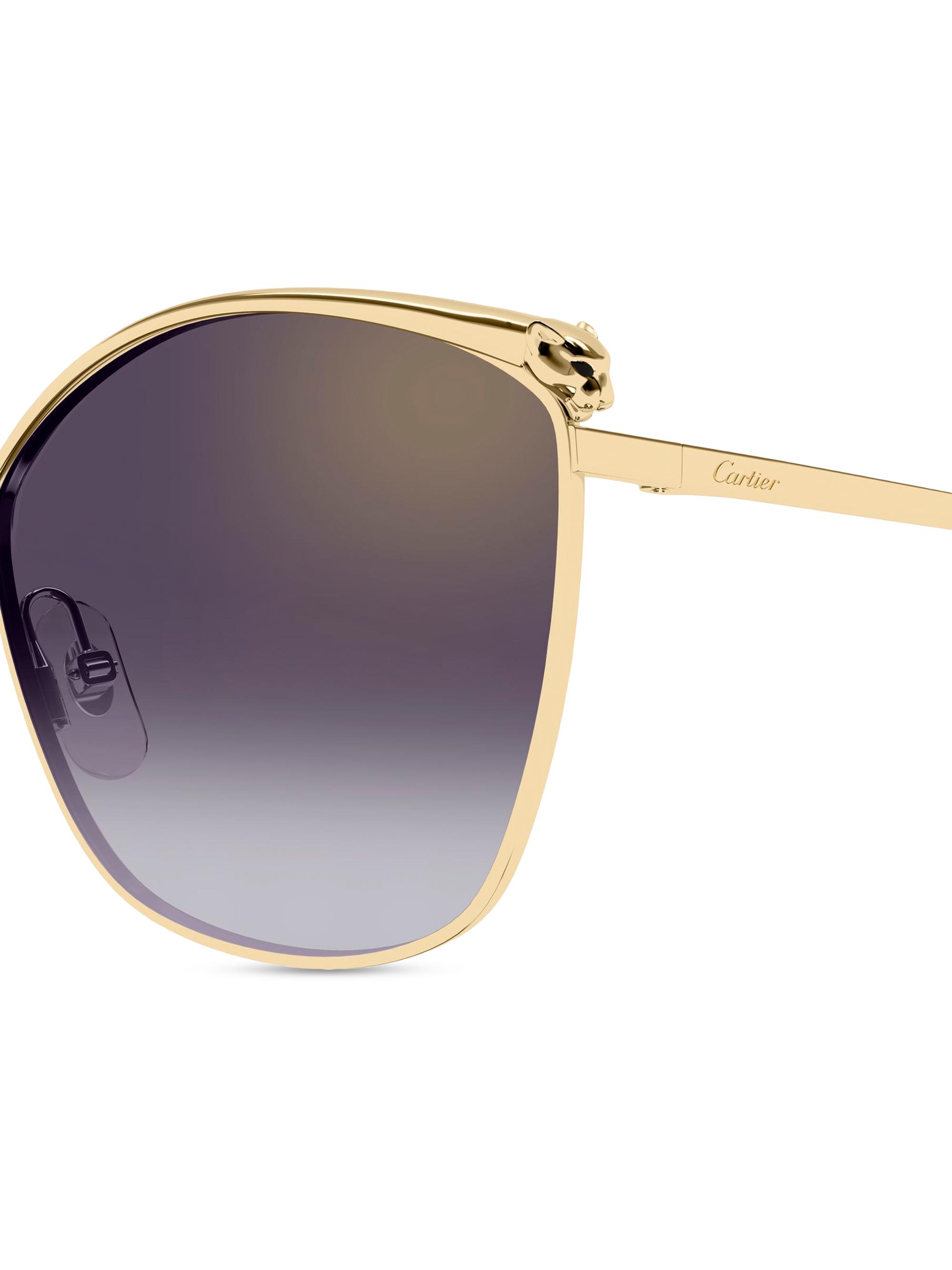 Cartier Women's Panthère Classic 59MM Cat-Eye Sunglasses - Gold Violet | Thumbnail 3