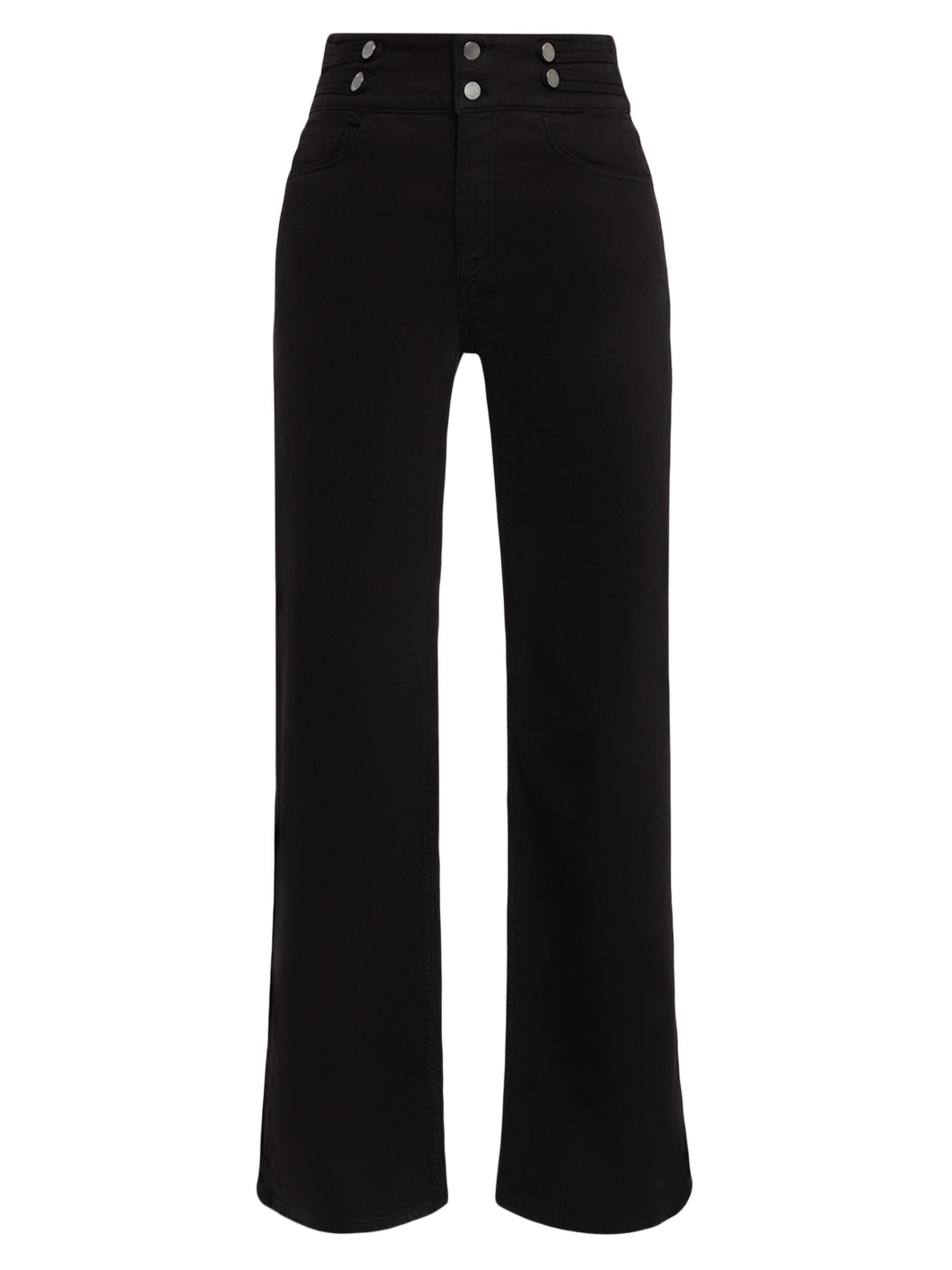 Ramy Brook Women's Liv Double-Waist High-Rise Wide-Leg Jeans - Black