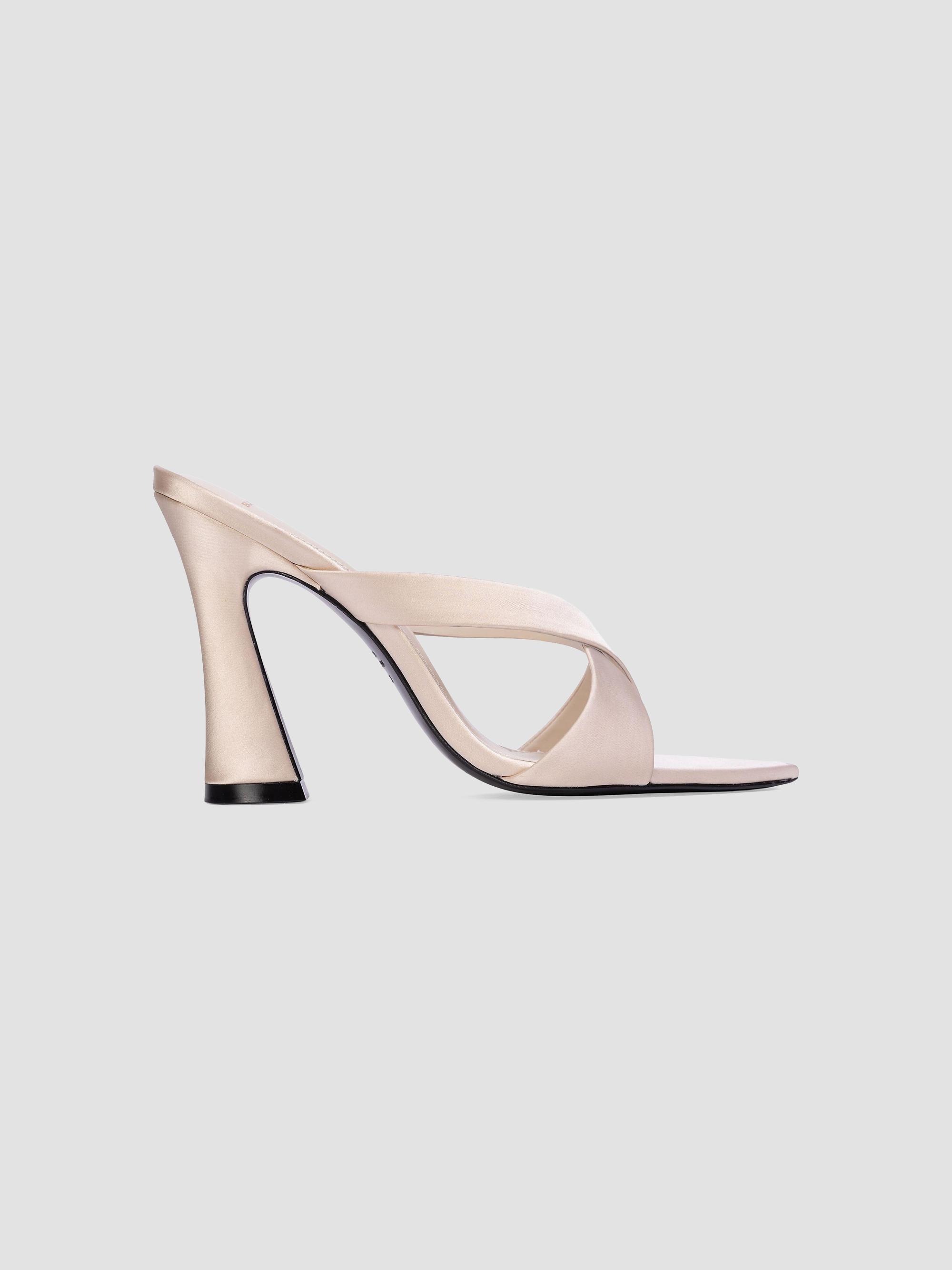 Black Suede Studio Women's Zoey 100MM Satin Sandals - Champagne Satin | Thumbnail 5