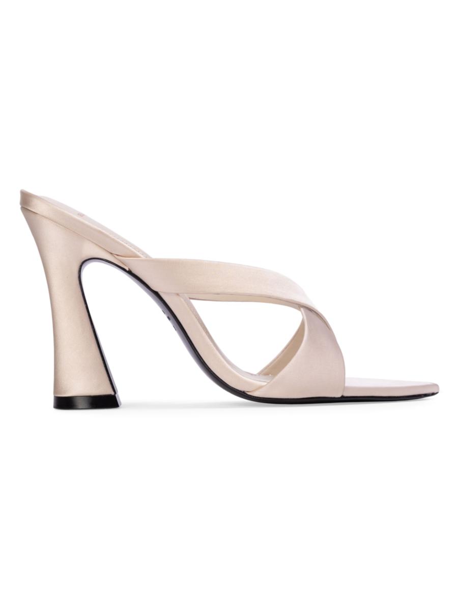 Black Suede Studio Women's Zoey 100mm Satin Sandals In Gold