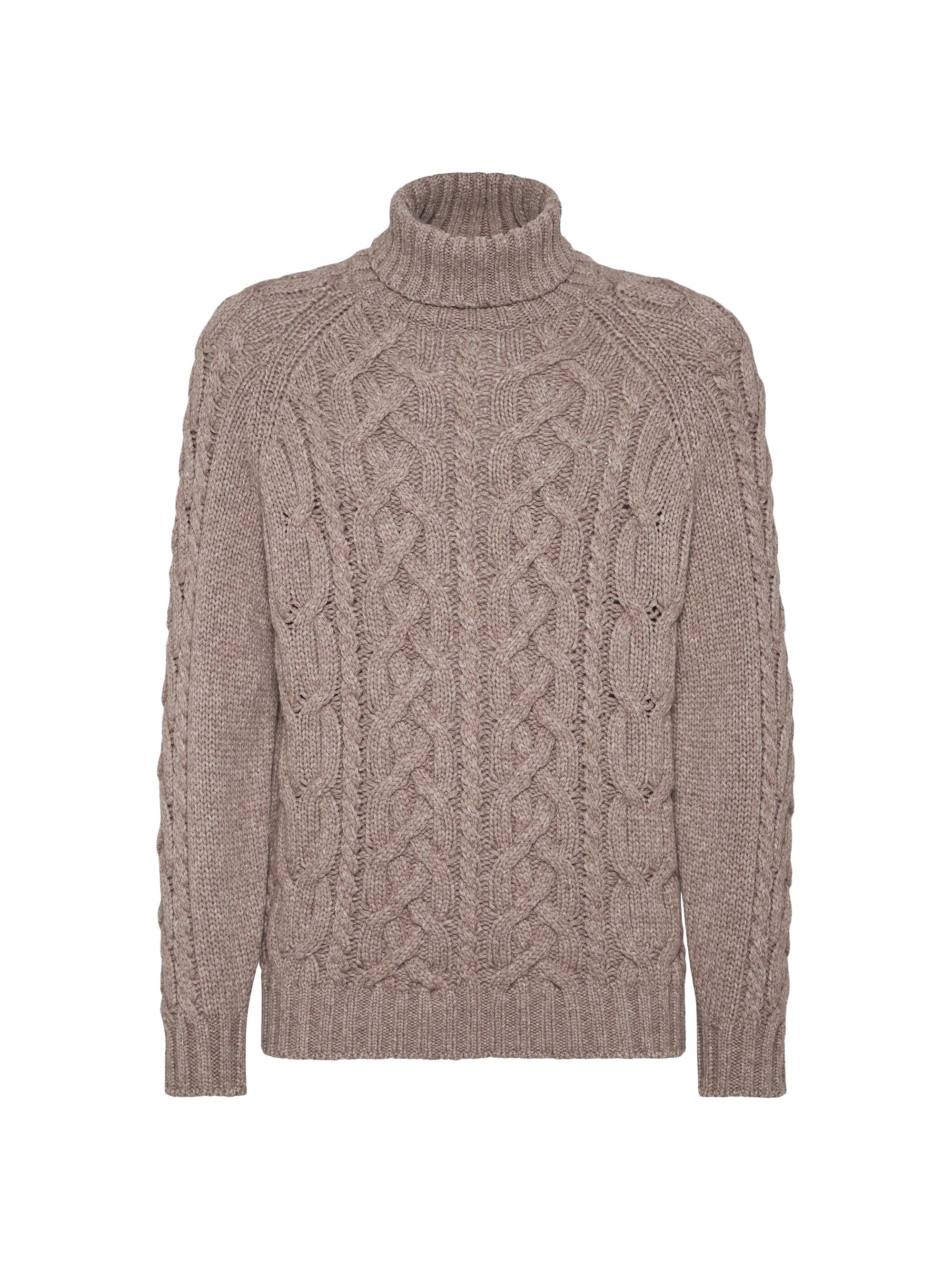 Brunello Cucinelli Cashmere Feather Yarn Cable Knit Turtleneck