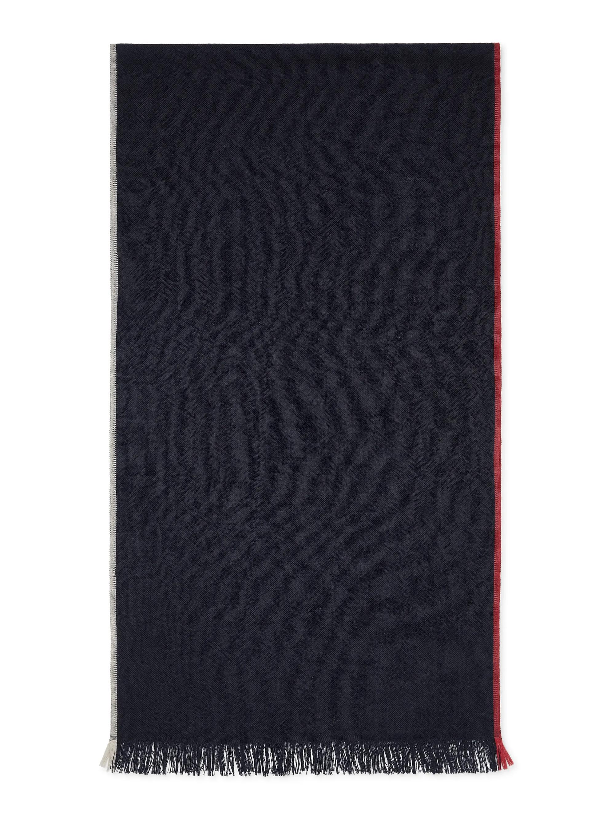 Brunello Cucinelli Men's Cashmere and Cotton Scarf with Selvedge - Navy Blue