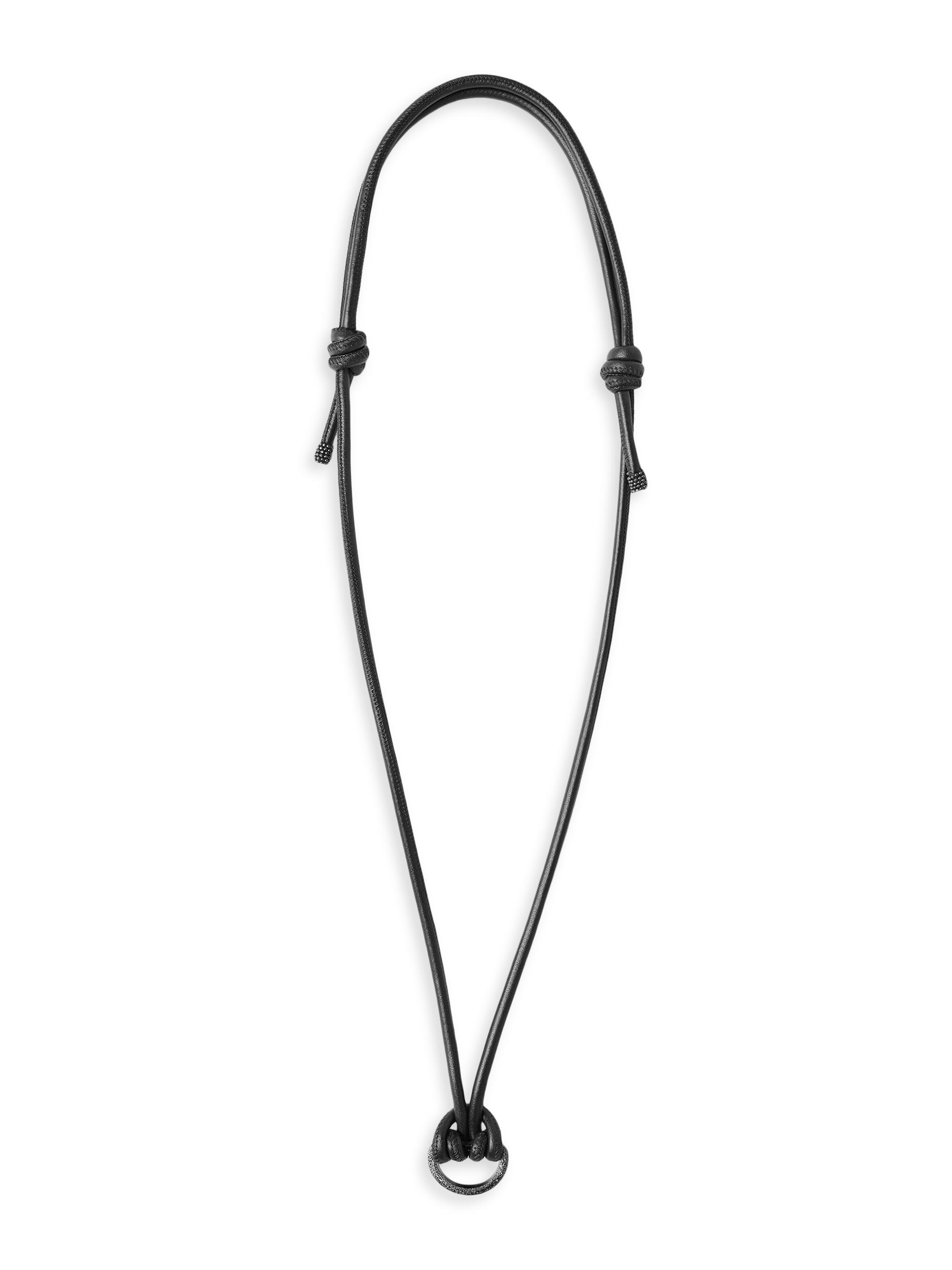 Brunello Cucinelli Women's Leather Glasses Cord with Monili - Rust Brown