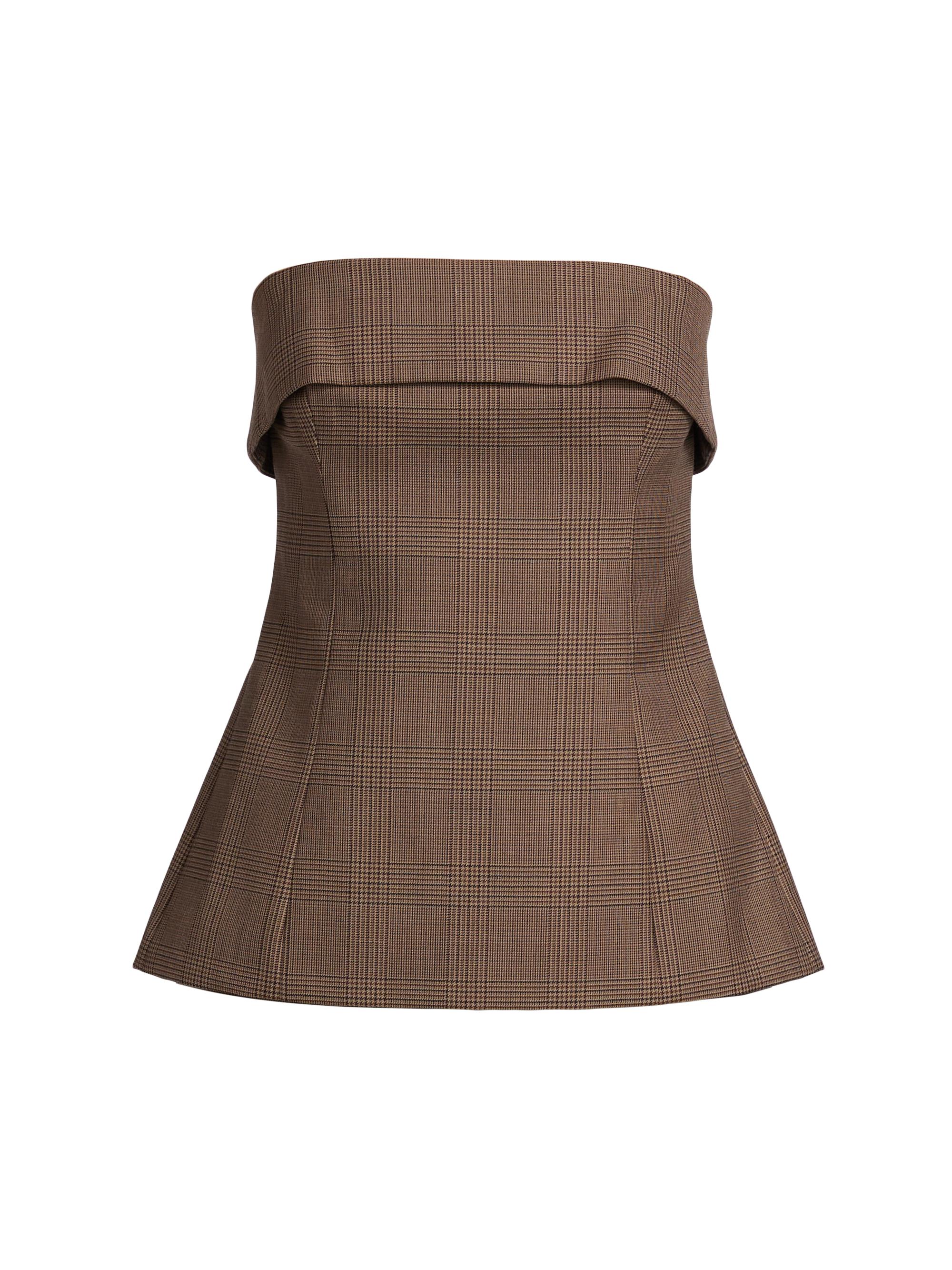 Cami NYC Women's London Plaid Strapless Top - Fawn Plaid