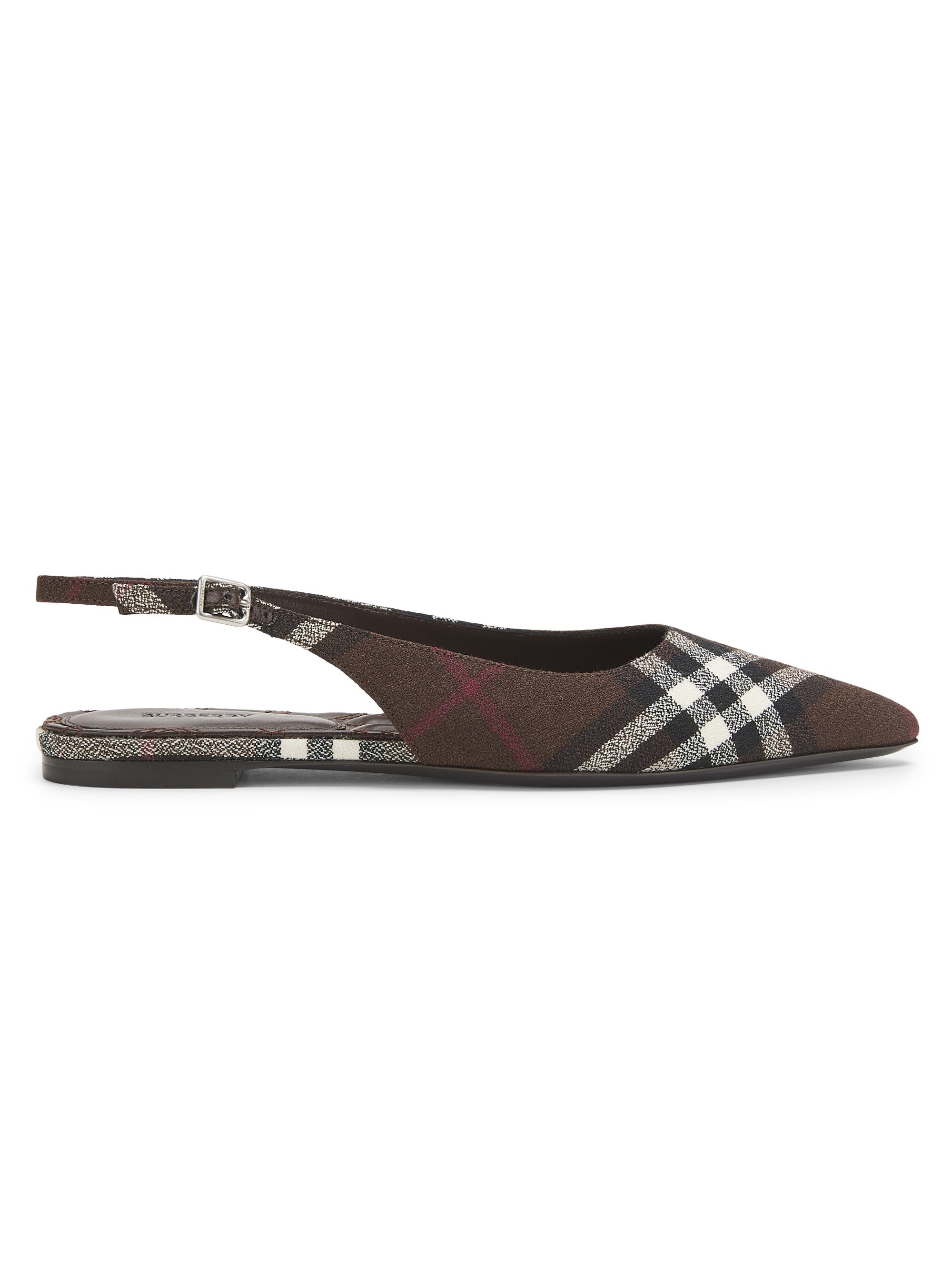 Burberry Mews 90MM Check Linen-Blend Mules | Saks Fifth Avenue