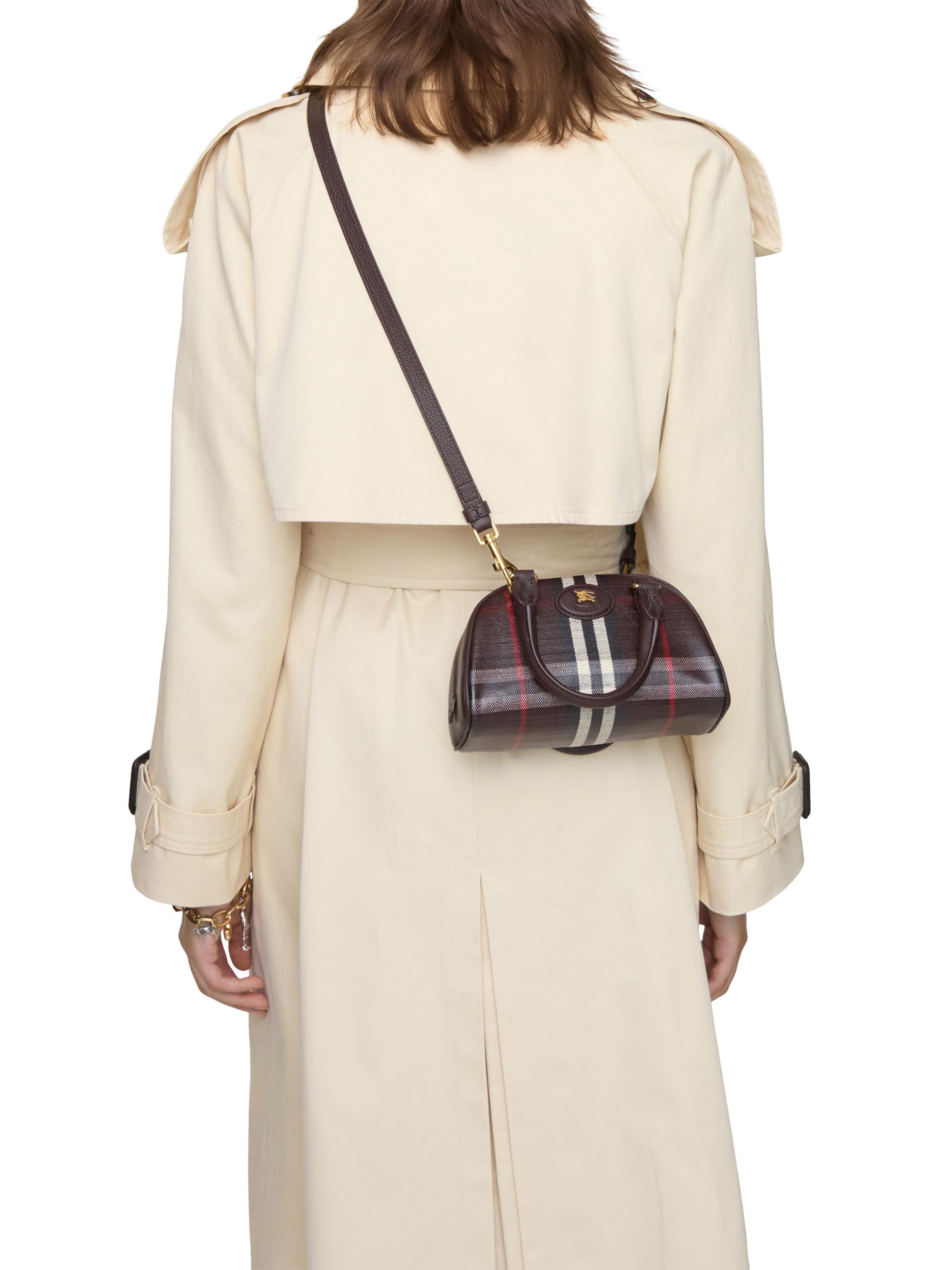 Burberry Mini Highlands Bowling Check Leather Top Handle Bag