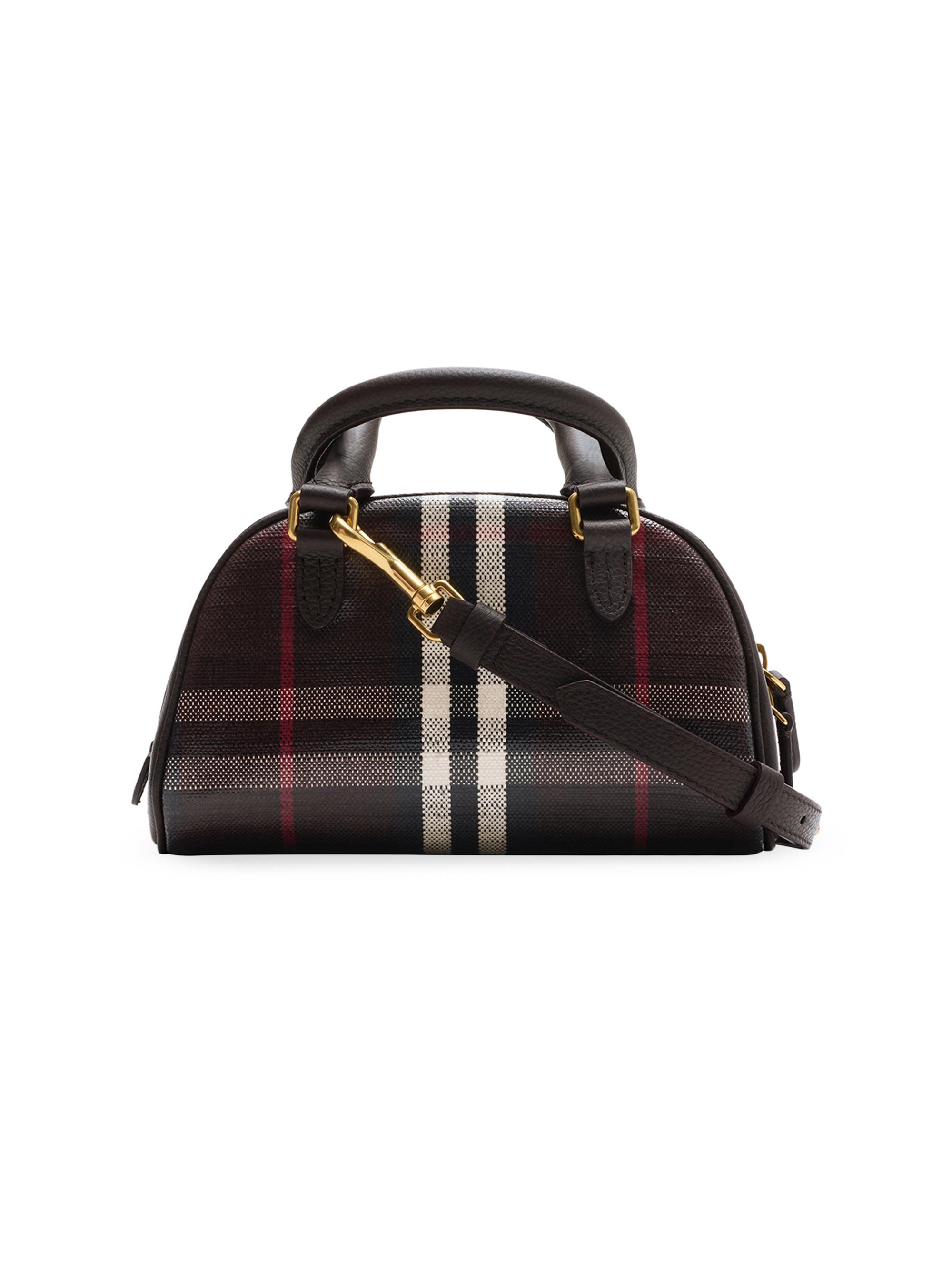 Burberry Mini Highlands Bowling Check Leather Top Handle Bag