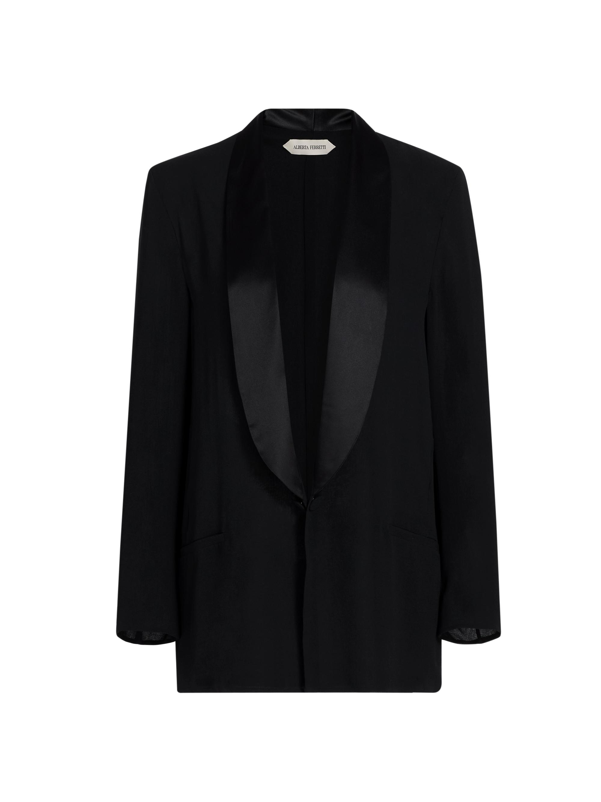 Alberta Ferretti Women's Satin Lapel Silk Blazer - Black
