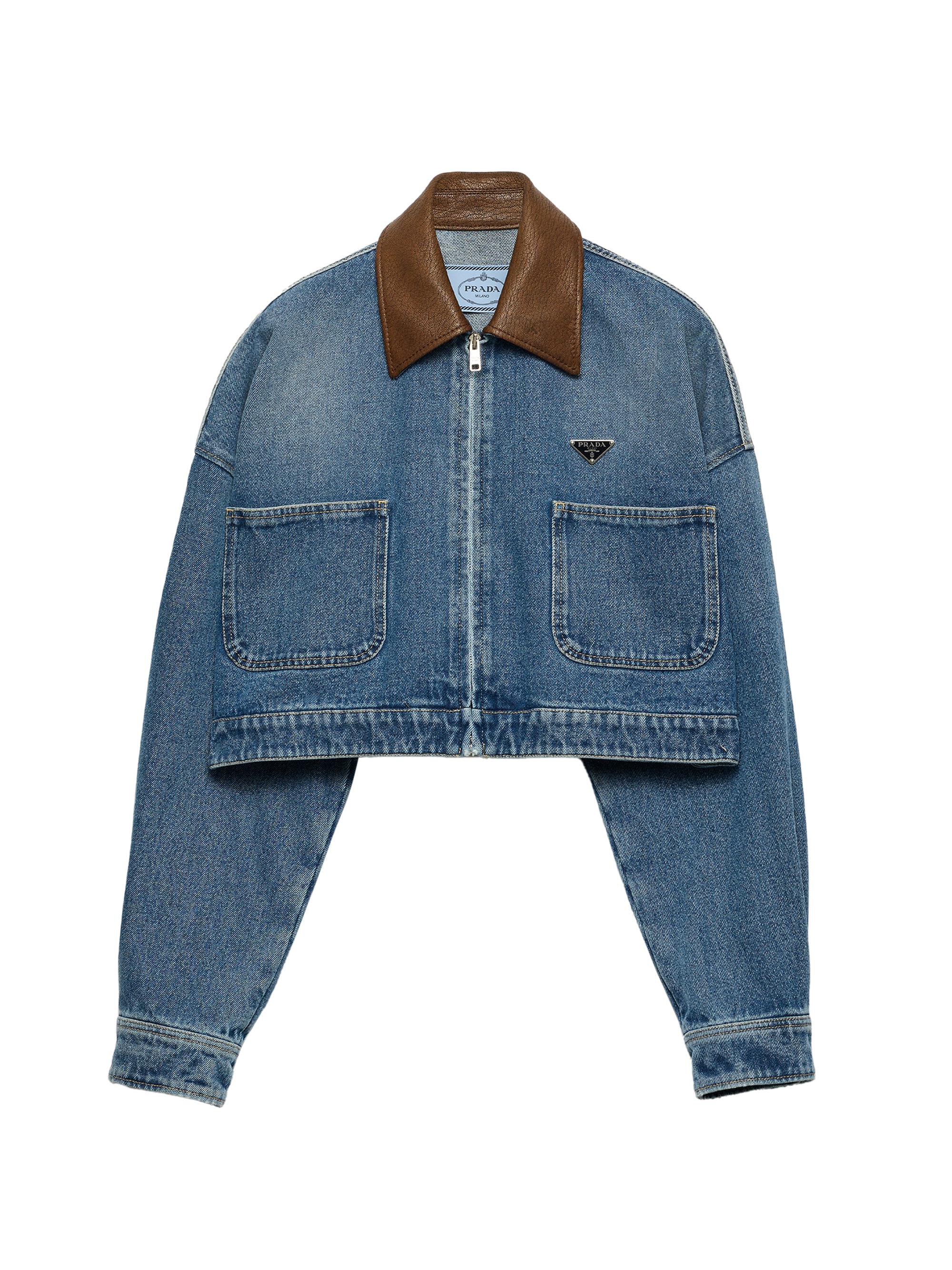 プラダ　オーガニックデニム クロップド ジャケット　38 Prada Cropped organic-denim Jacket | Blue | FARFETCH