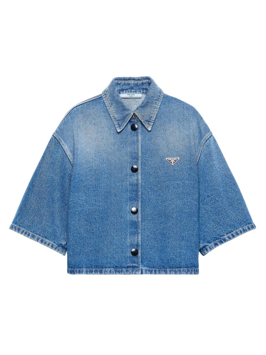 Prada Cropped Denim Shirt | Saks Fifth Avenue