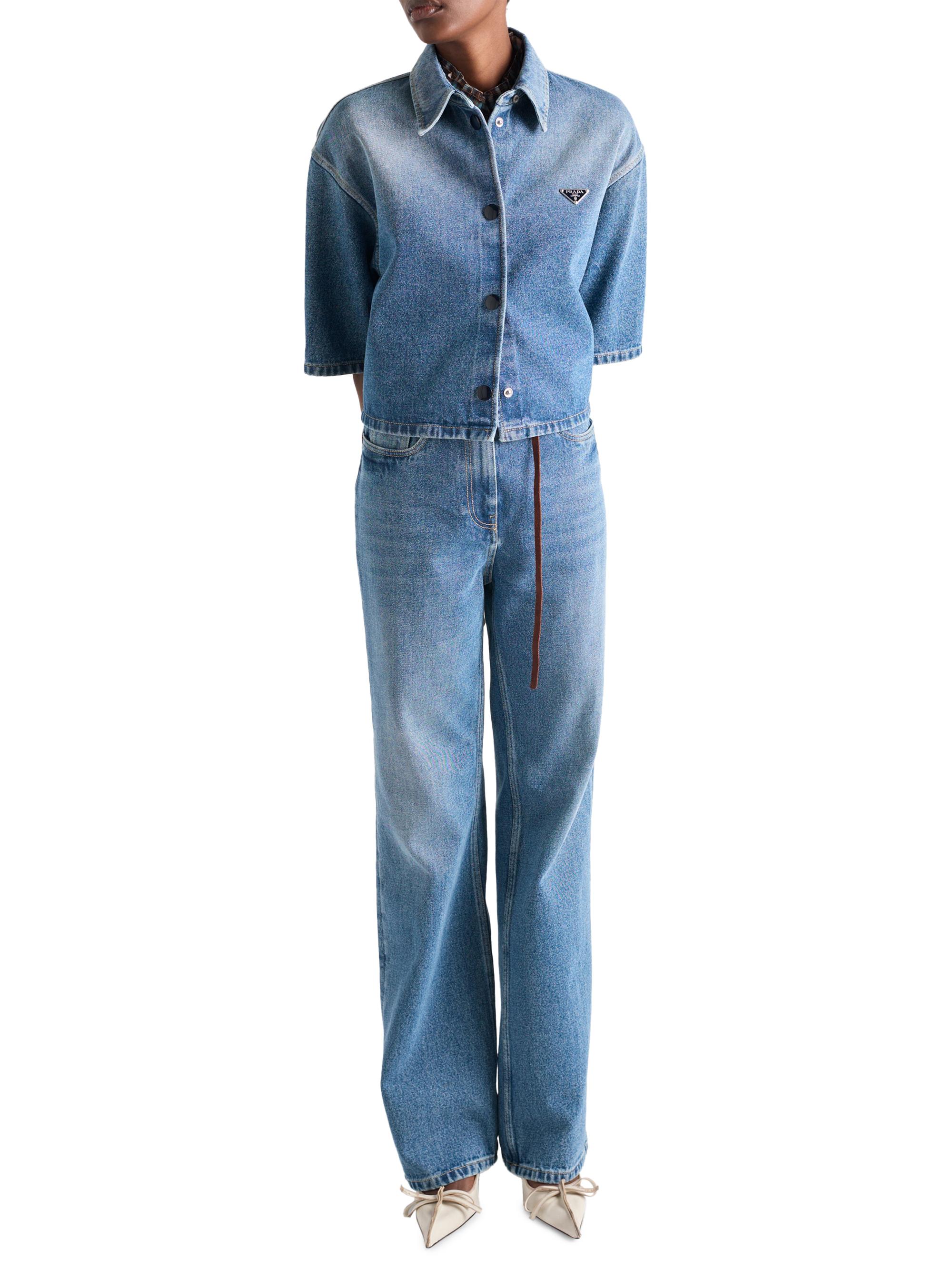 Prada Cropped Denim Shirt | Saks Fifth Avenue