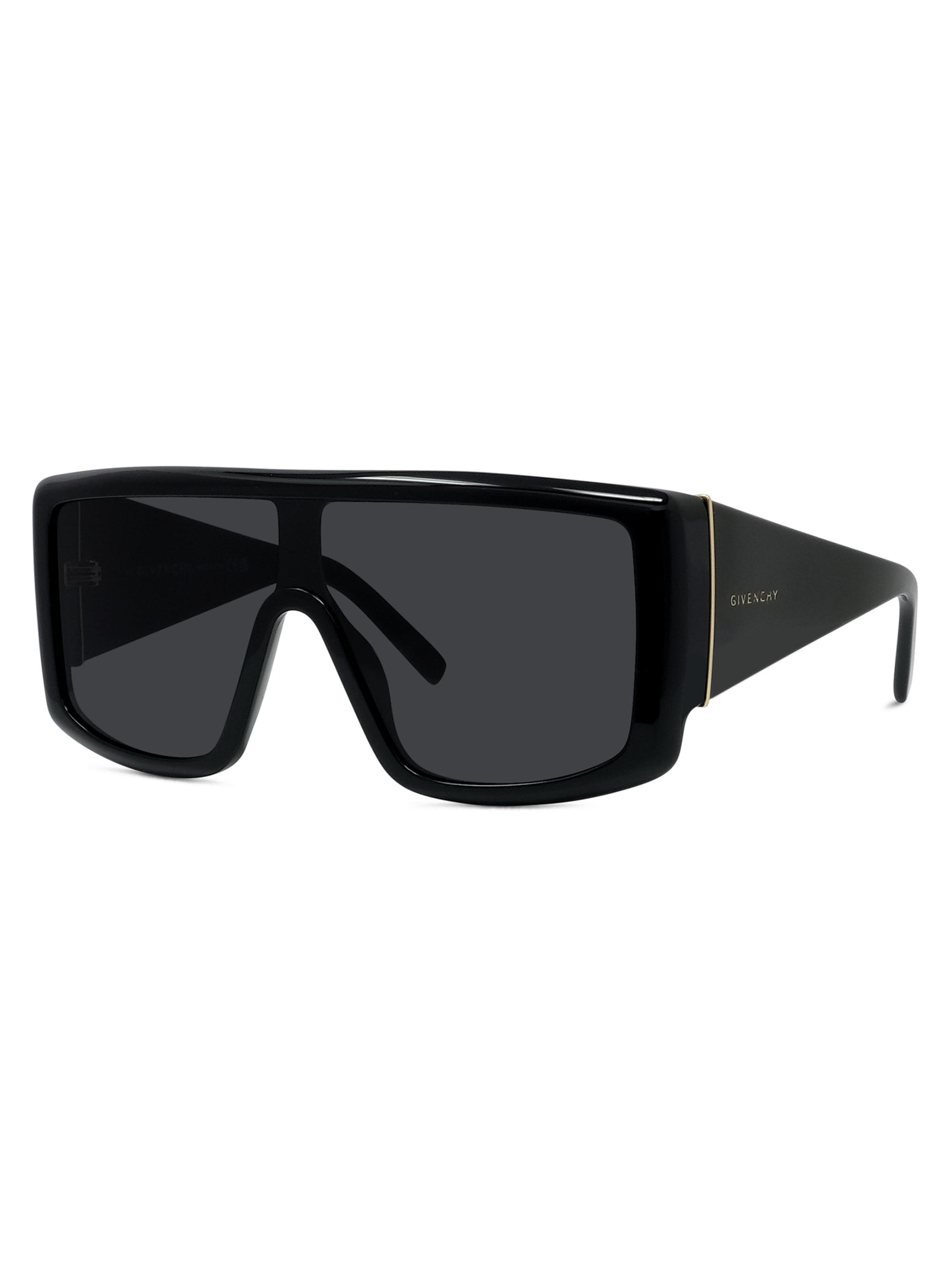 Givenchy Men's 135MM Square Mask Sunglasses - Shiny Black And Smoke