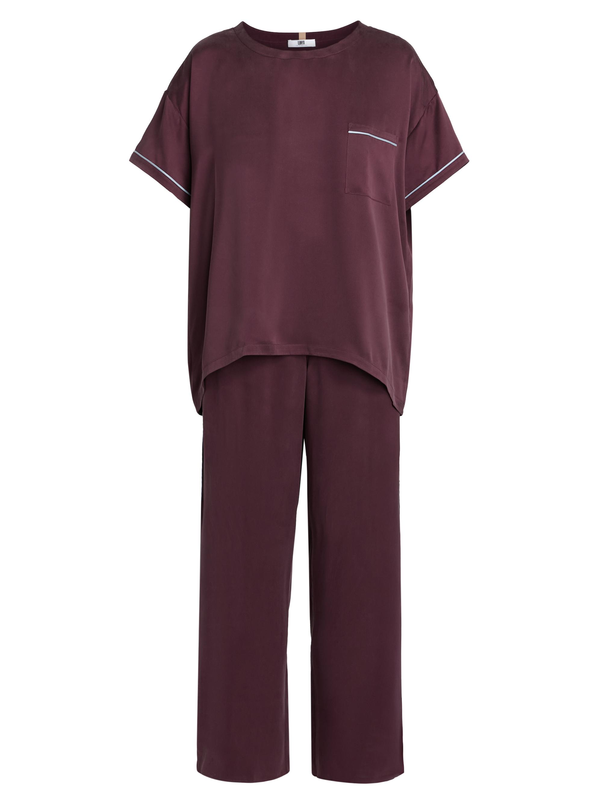 Lunya Women's Washable Silk Pajamas - Vintage Merlot Frosted Lagoon