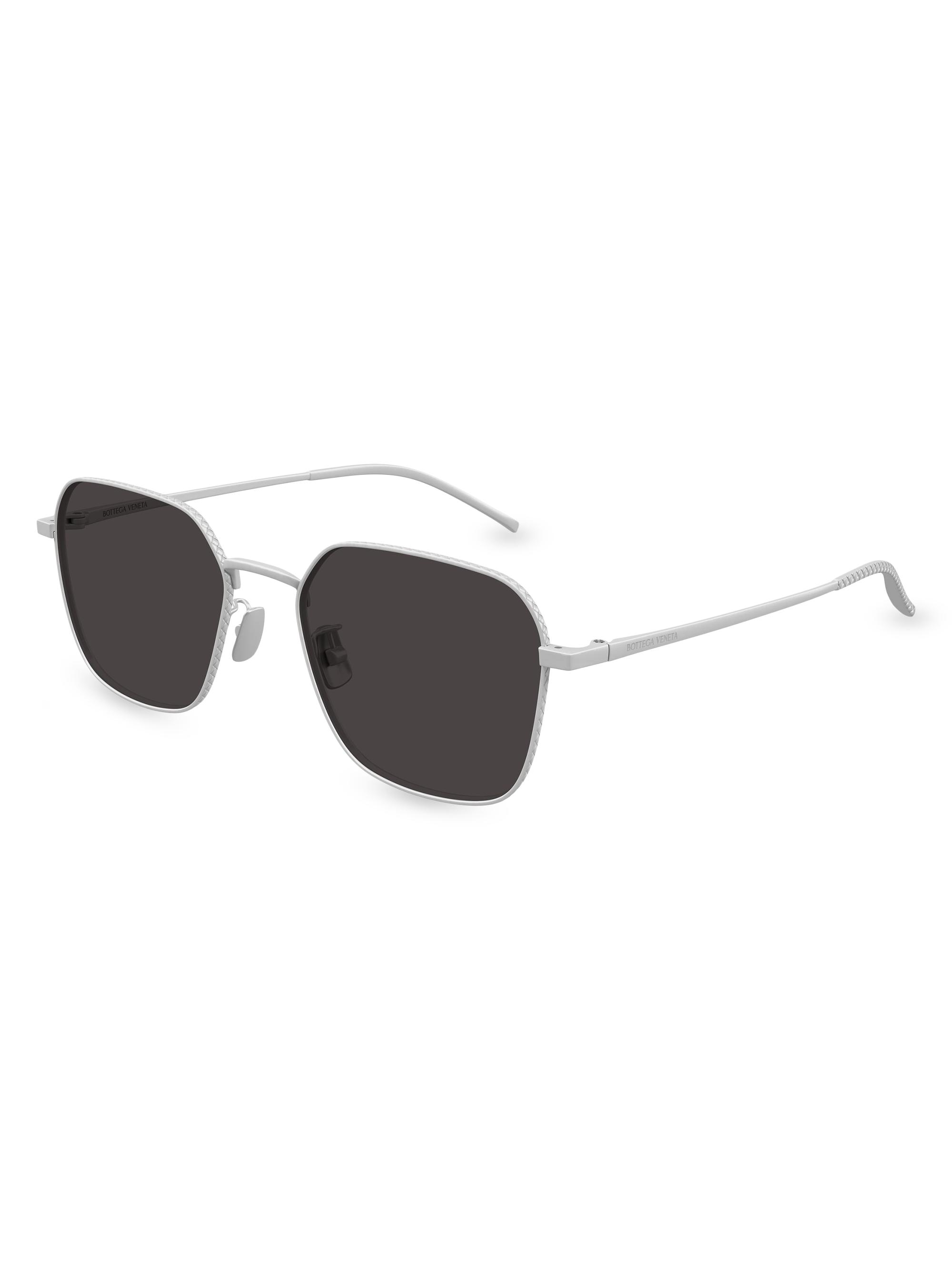 Bottega Veneta Men's Engraved Titanium Intrecciato 55MM Square Sunglasses - Silver Brown