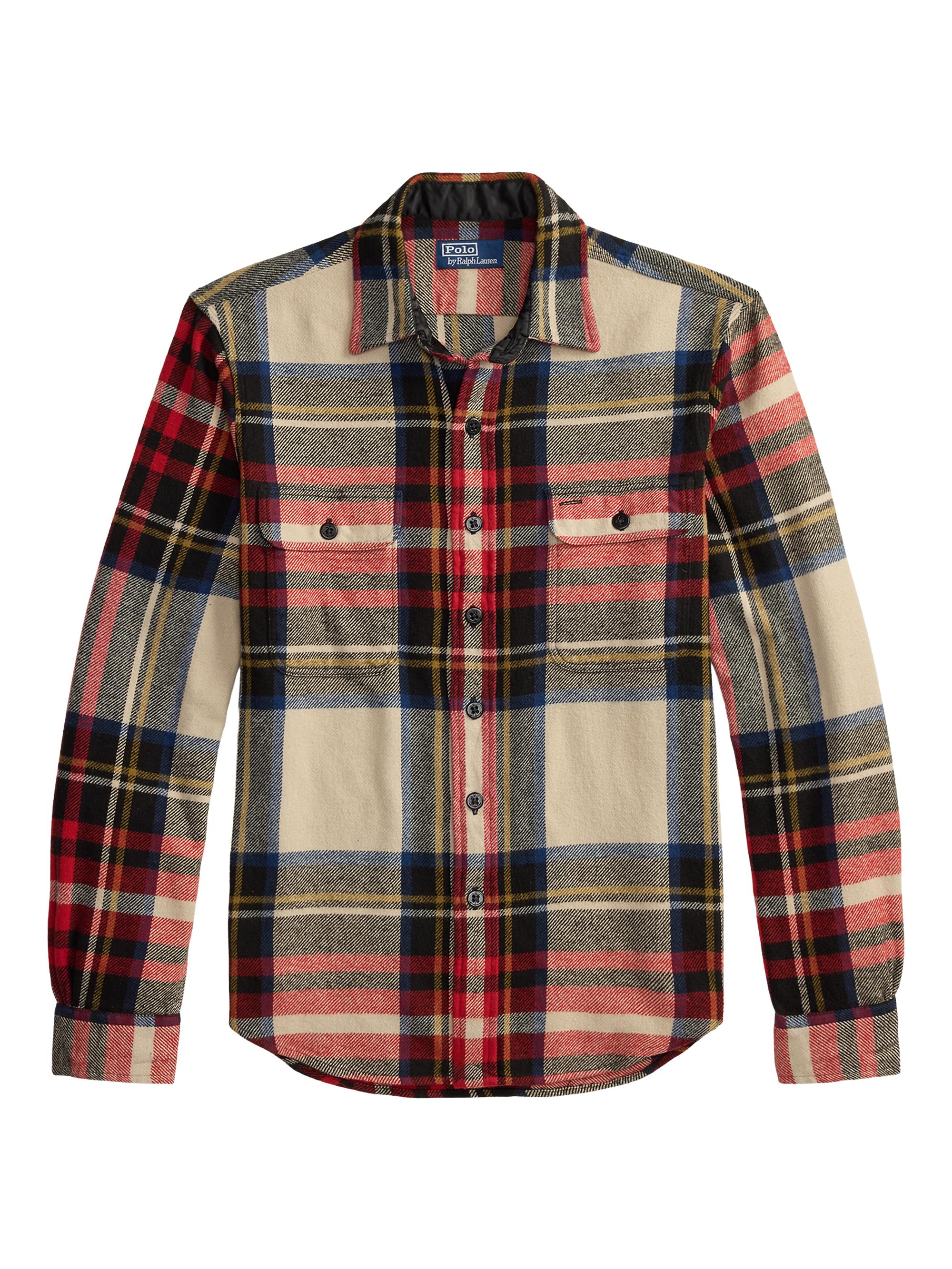 Polo Ralph Lauren Men's Plaid Brushed Flannel Shirt - Cream Red Multi