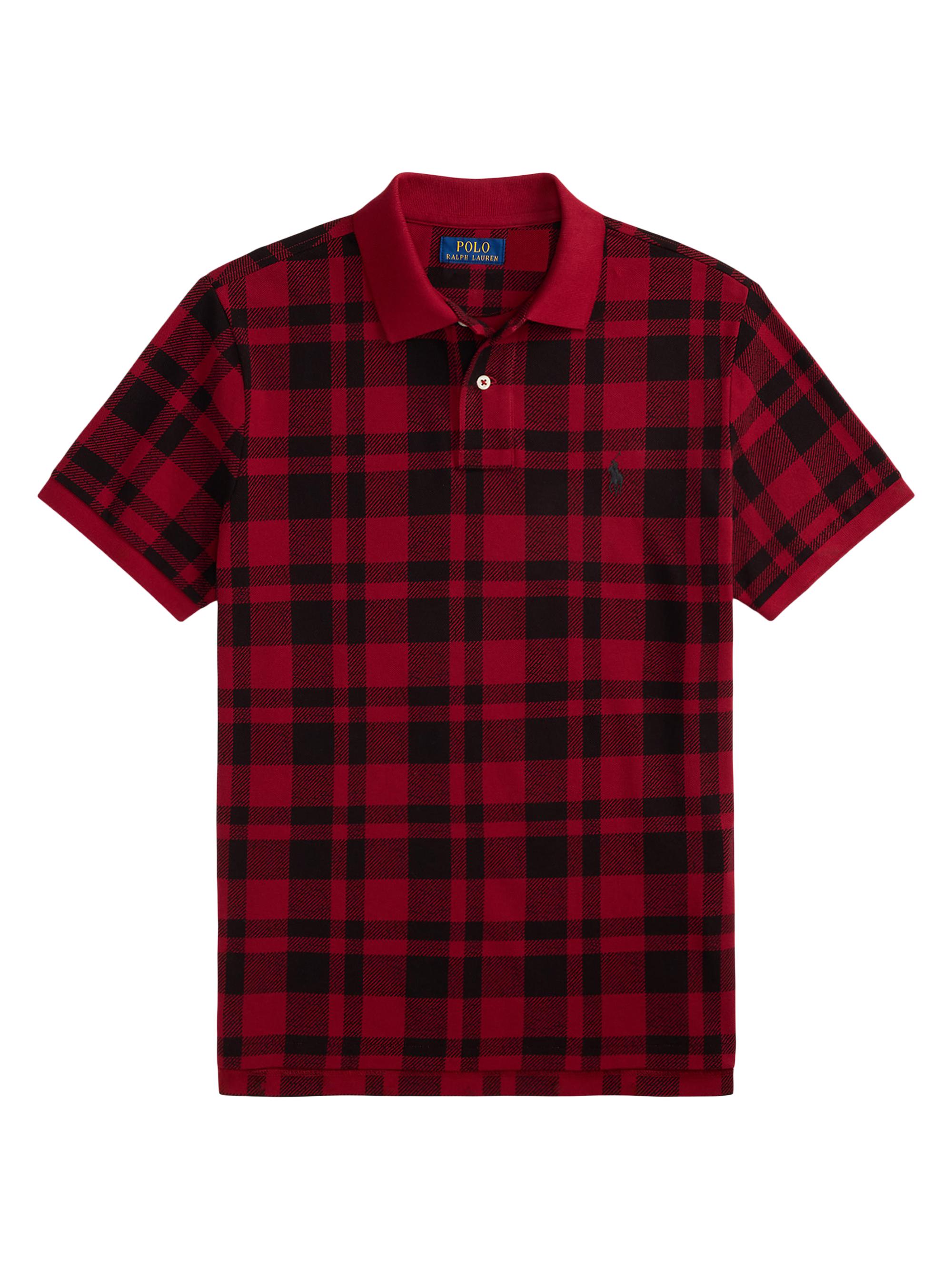 Polo Ralph Lauren Men's Plaid Cotton Polo Shirt - Edged Overcheck Holiday Red