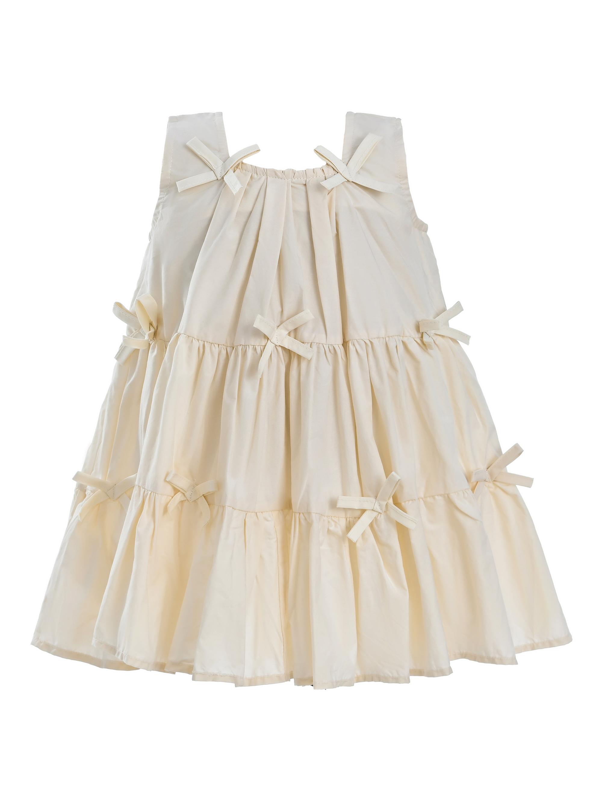 Mimi Tutu Little Girl's Tiered Ribbon Sleeveless Dress - Beige