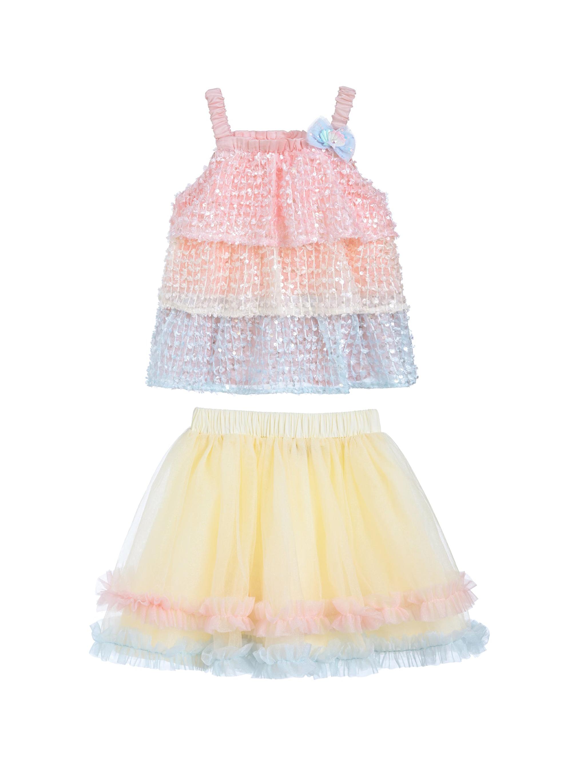 Mimi Tutu Little Girl's Sunset Layered Dress Set - Salmon
