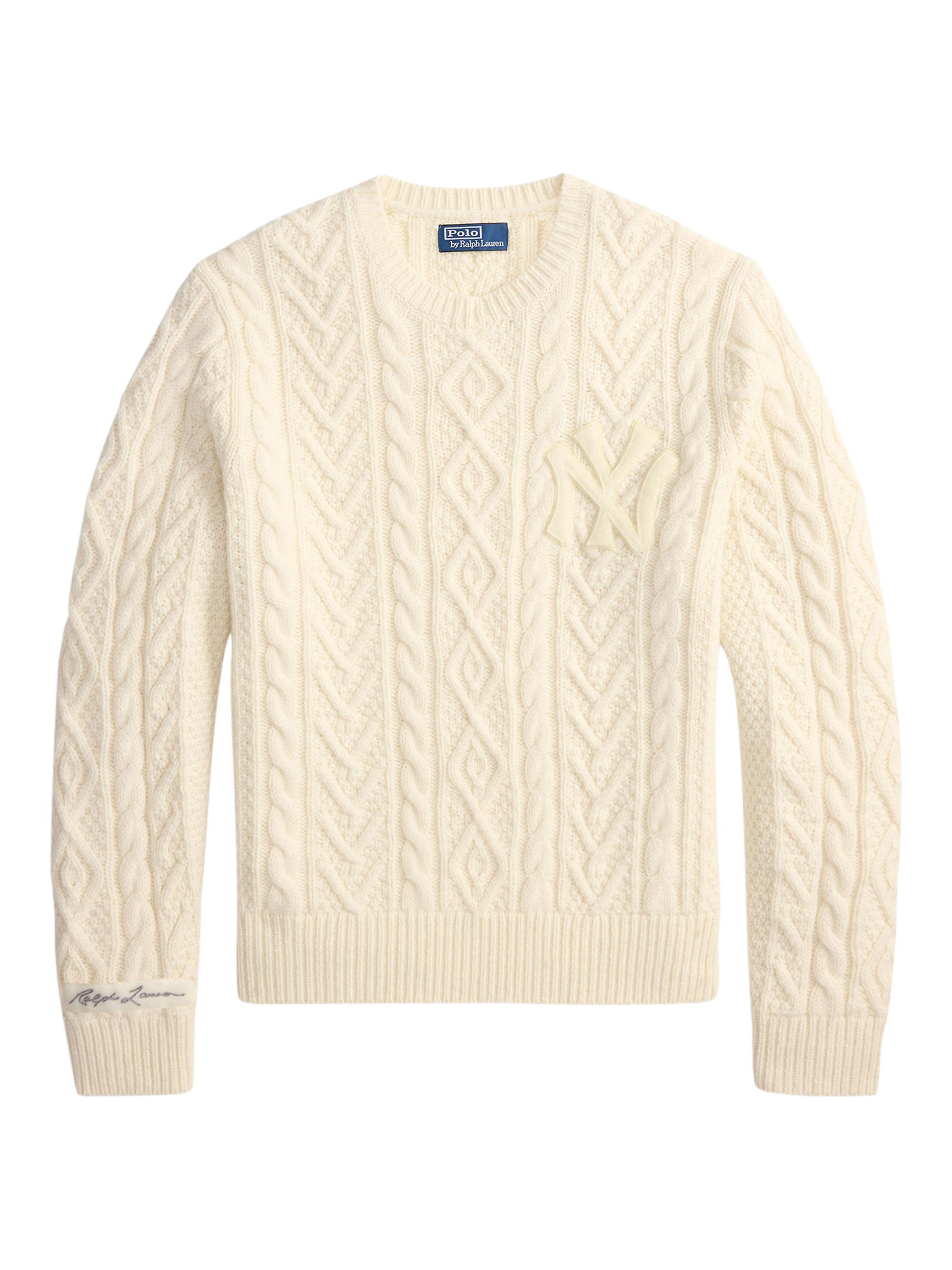 Polo Ralph Lauren Men's New York Yankees Cable-Knit Sweater - Cream Combo