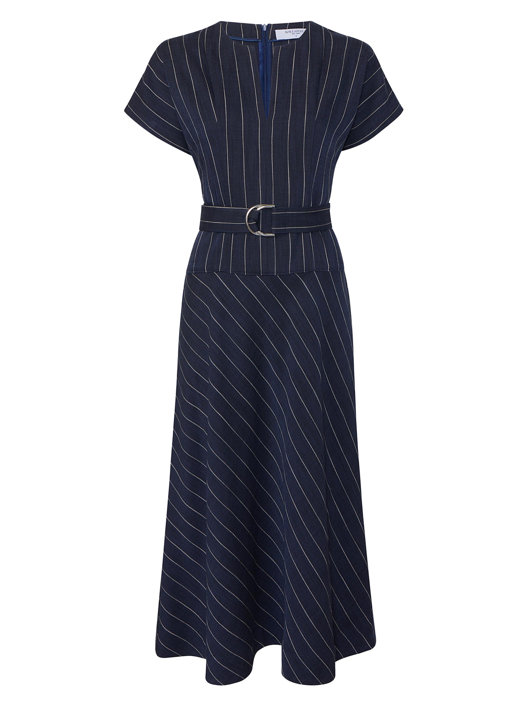 M.M.LaFleur Women's Cereah Dress Striped Porto Weave -  Navy