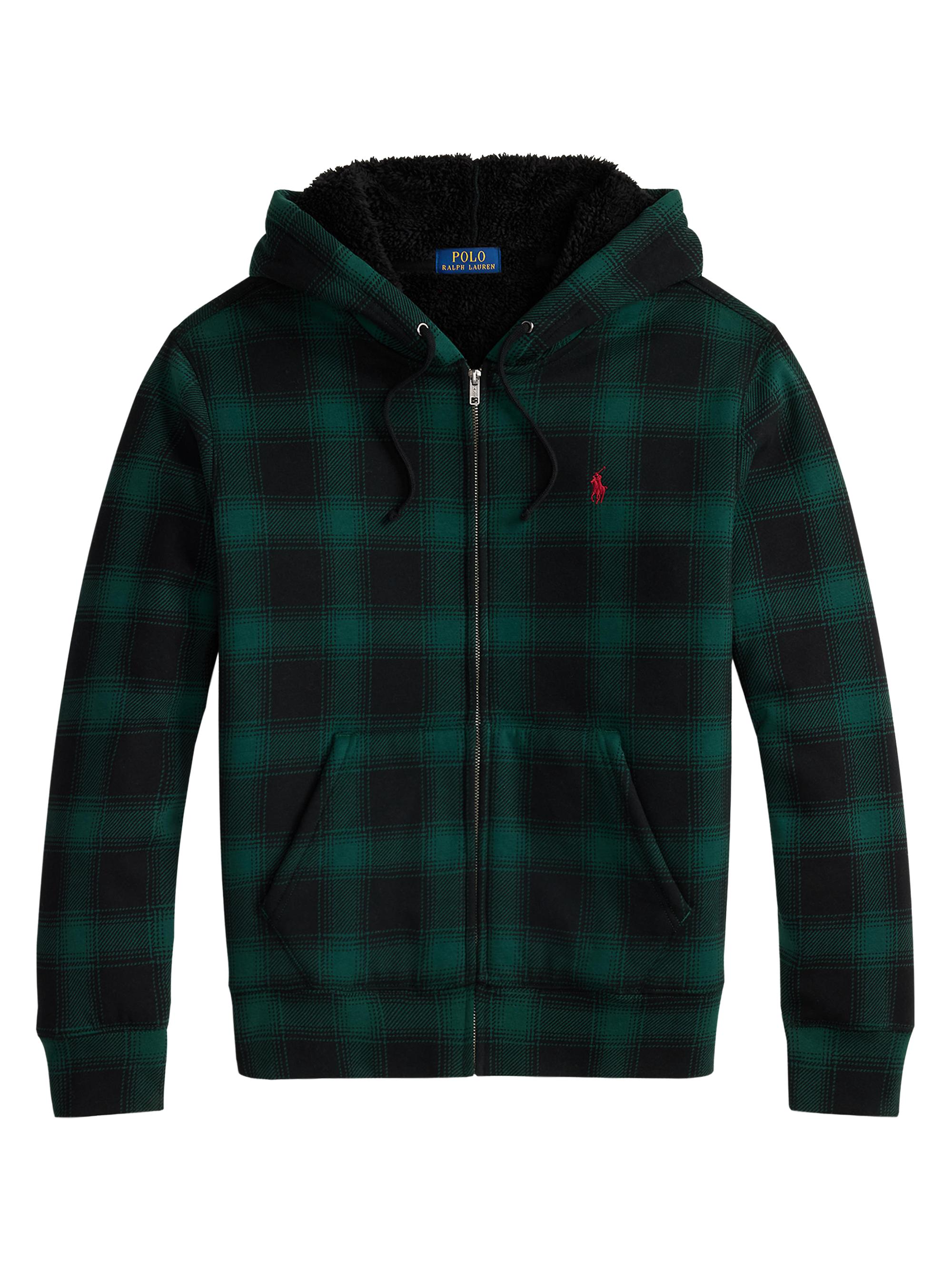 Polo Ralph Lauren Men's Magic Cotton Fleece Plaid Hoodie - Lodge Shadow Plaid Moss Agate