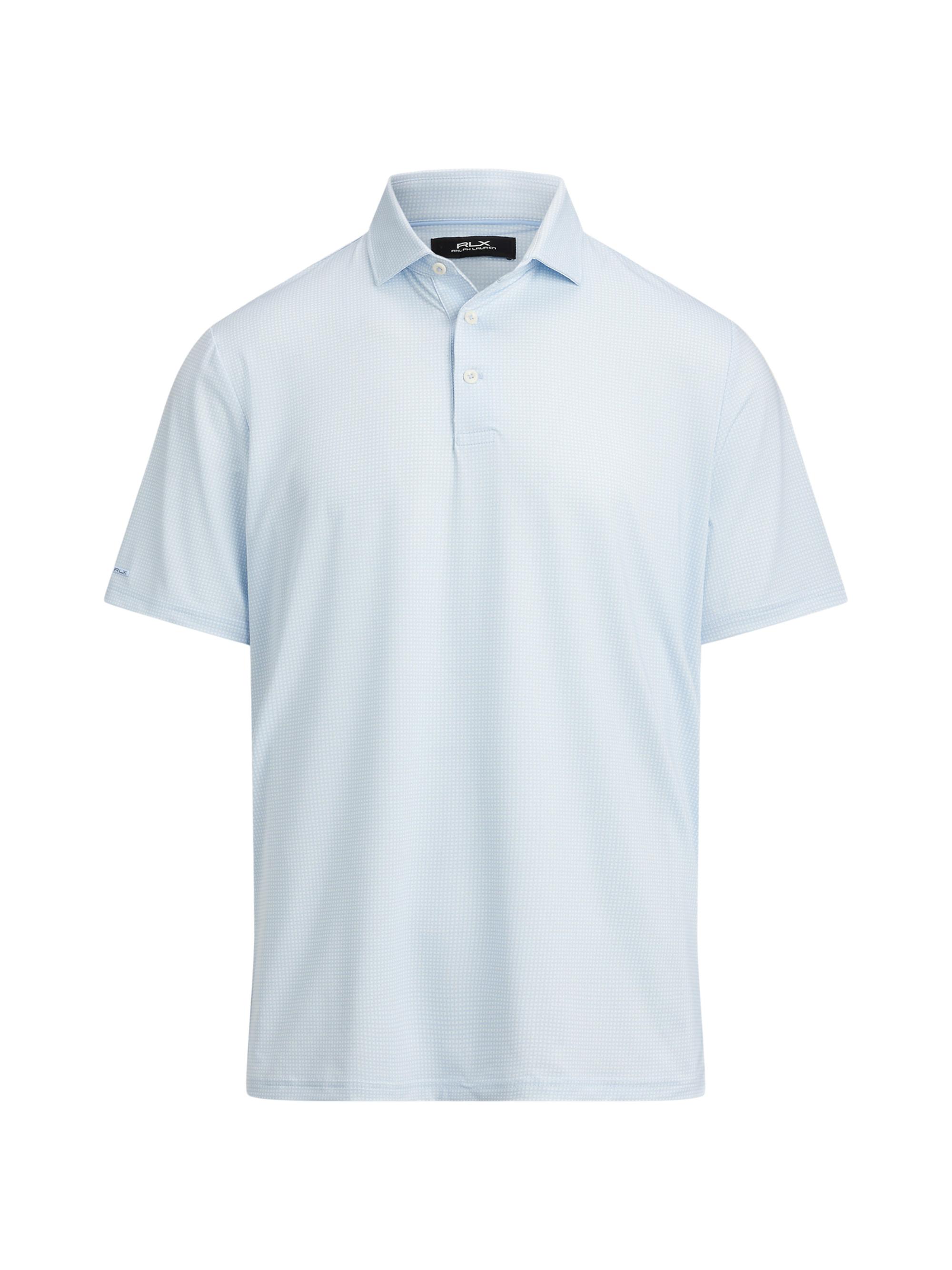 RLX Ralph Lauren Men's Checkered Piqué Performance Polo Shirt - Office Blue Sea Grass Weave - Women's Clothing