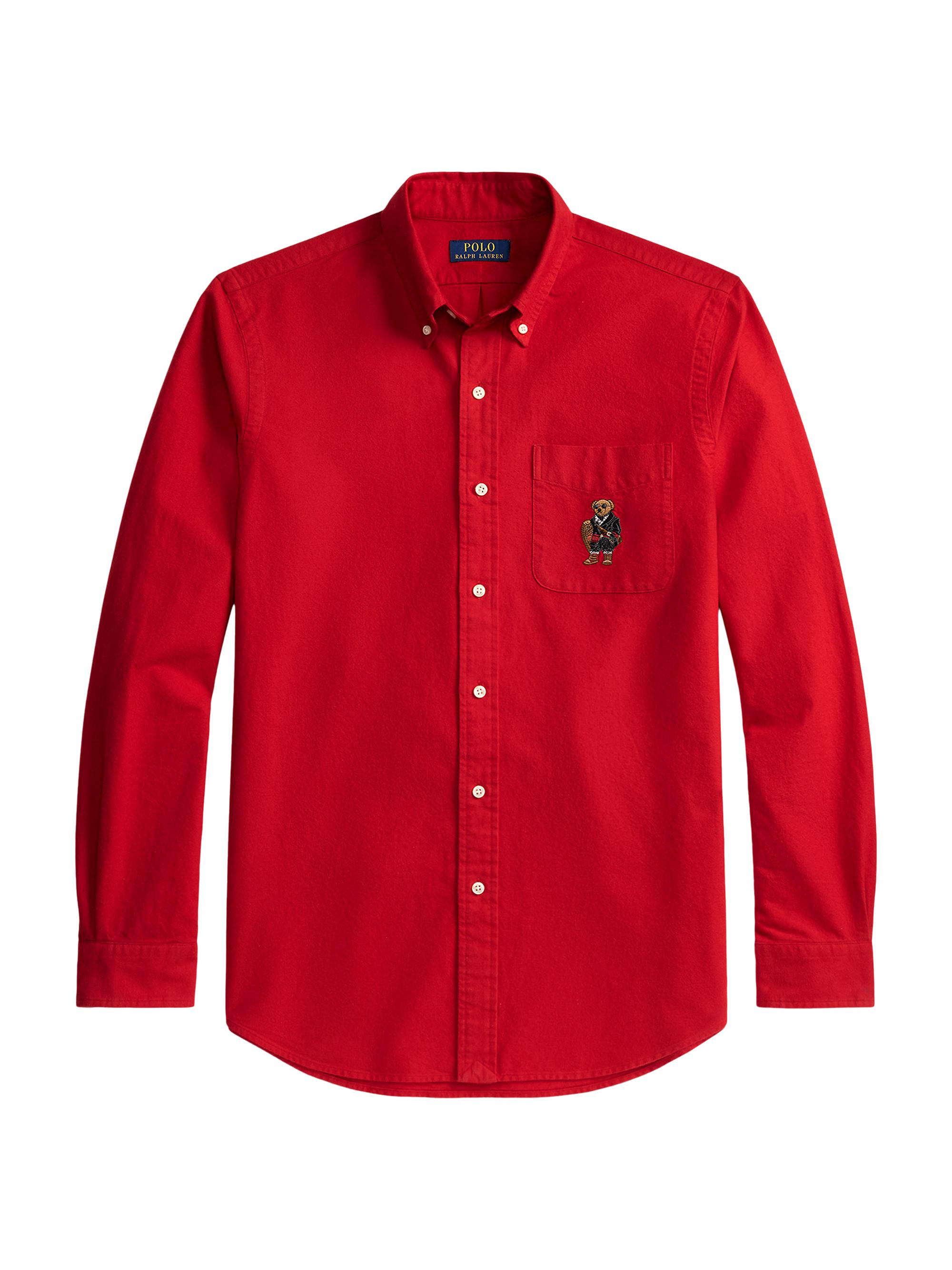 Polo Ralph Lauren Men's Polo Bear Brushed Oxford Shirt - Red