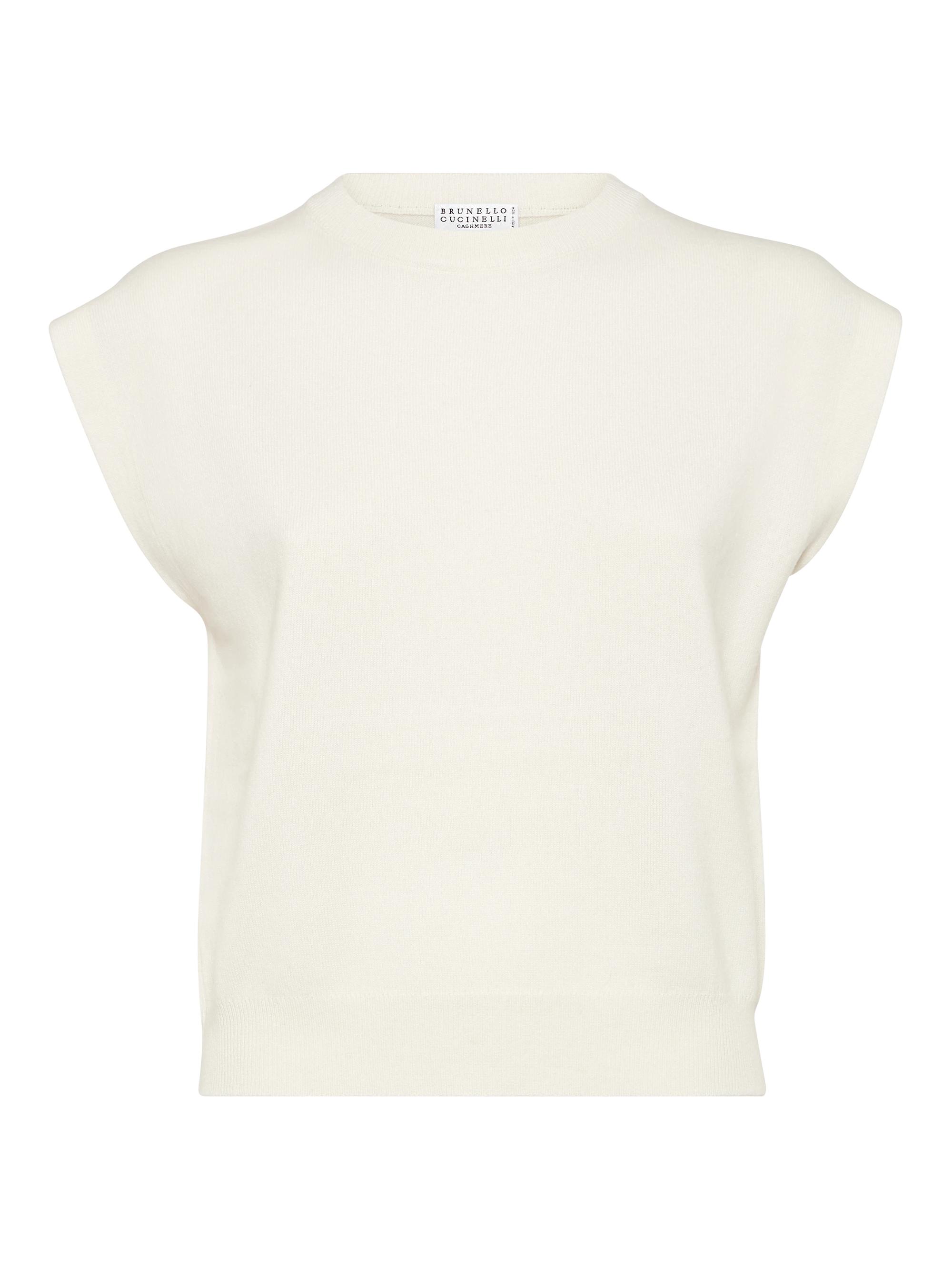 Brunello Cucinelli Women's Cashmere Sweater with Monili - White
