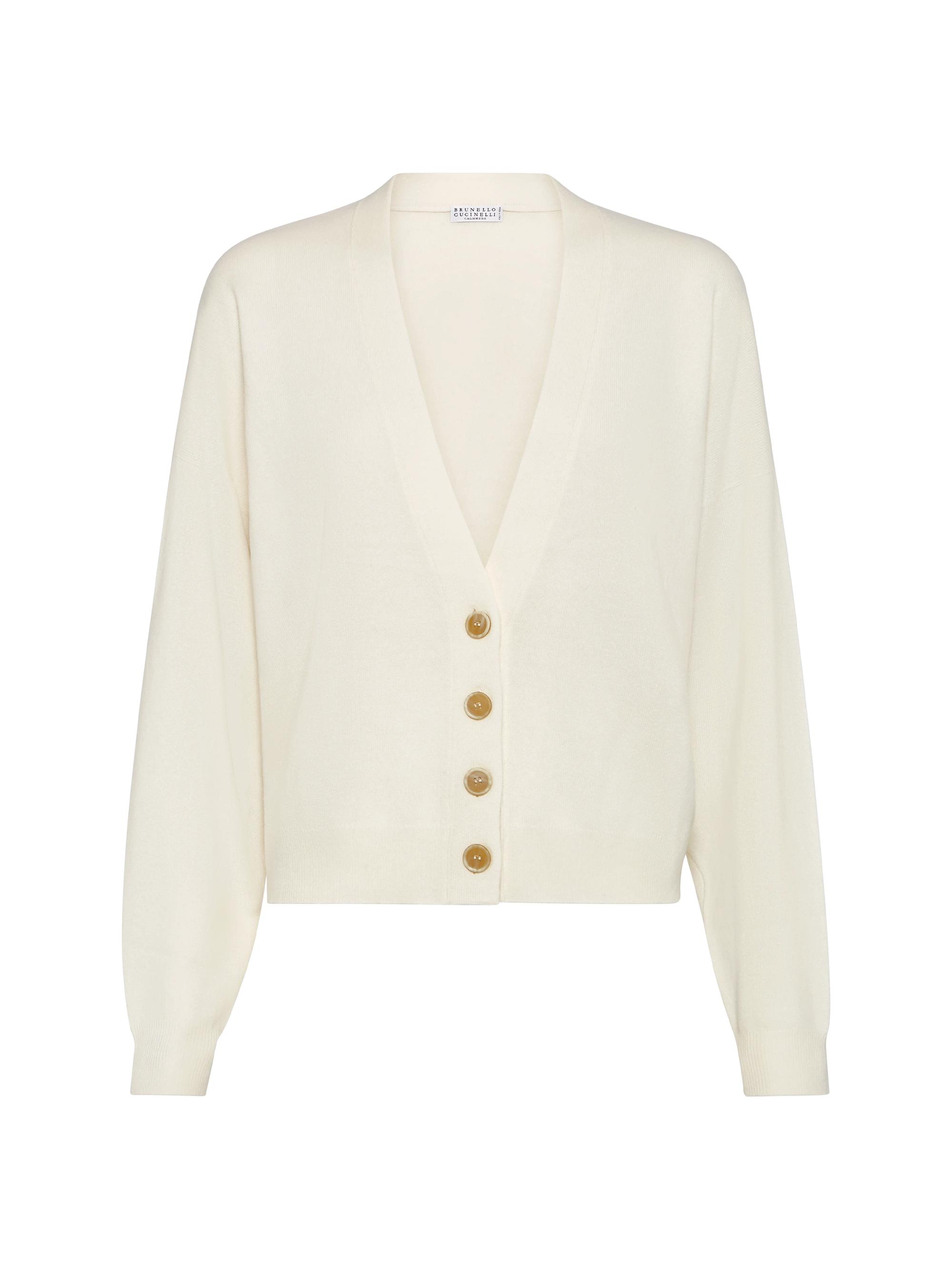 Brunello Cucinelli Women's Cashmere Cardigan with Monili - White