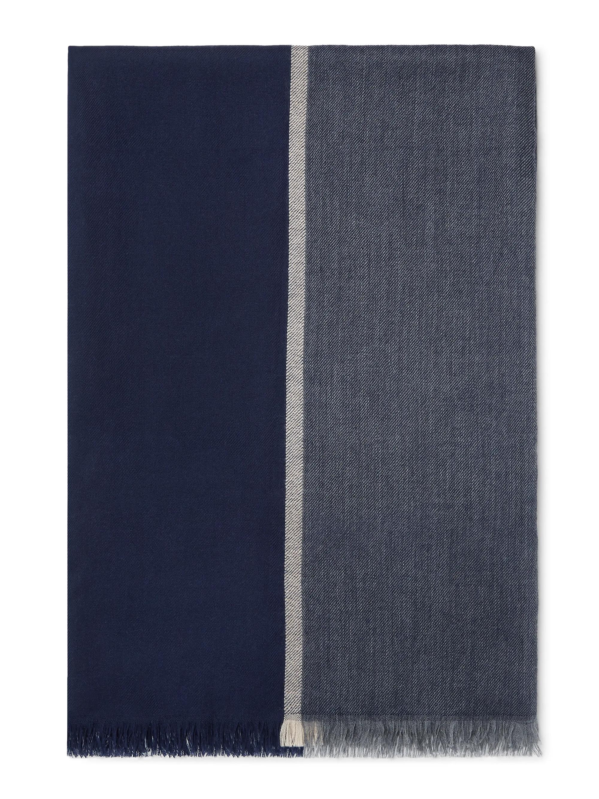 Brunello Cucinelli Men's Cashmere and Silk Color Block Scarf - Marine