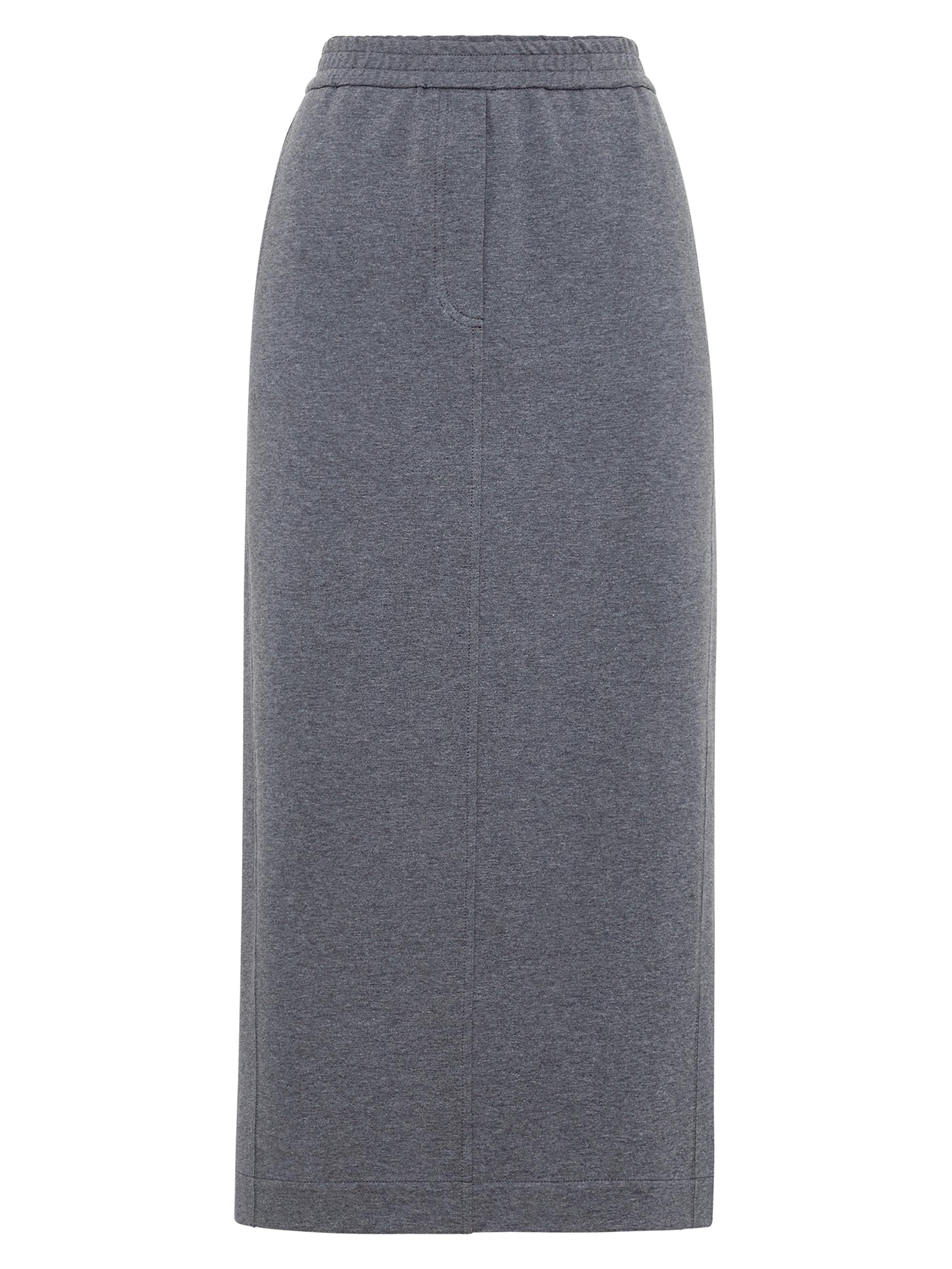 Brunello Cucinelli Women's Stretch Cotton Lightweight French Terry Midi Track Skirt - Lead