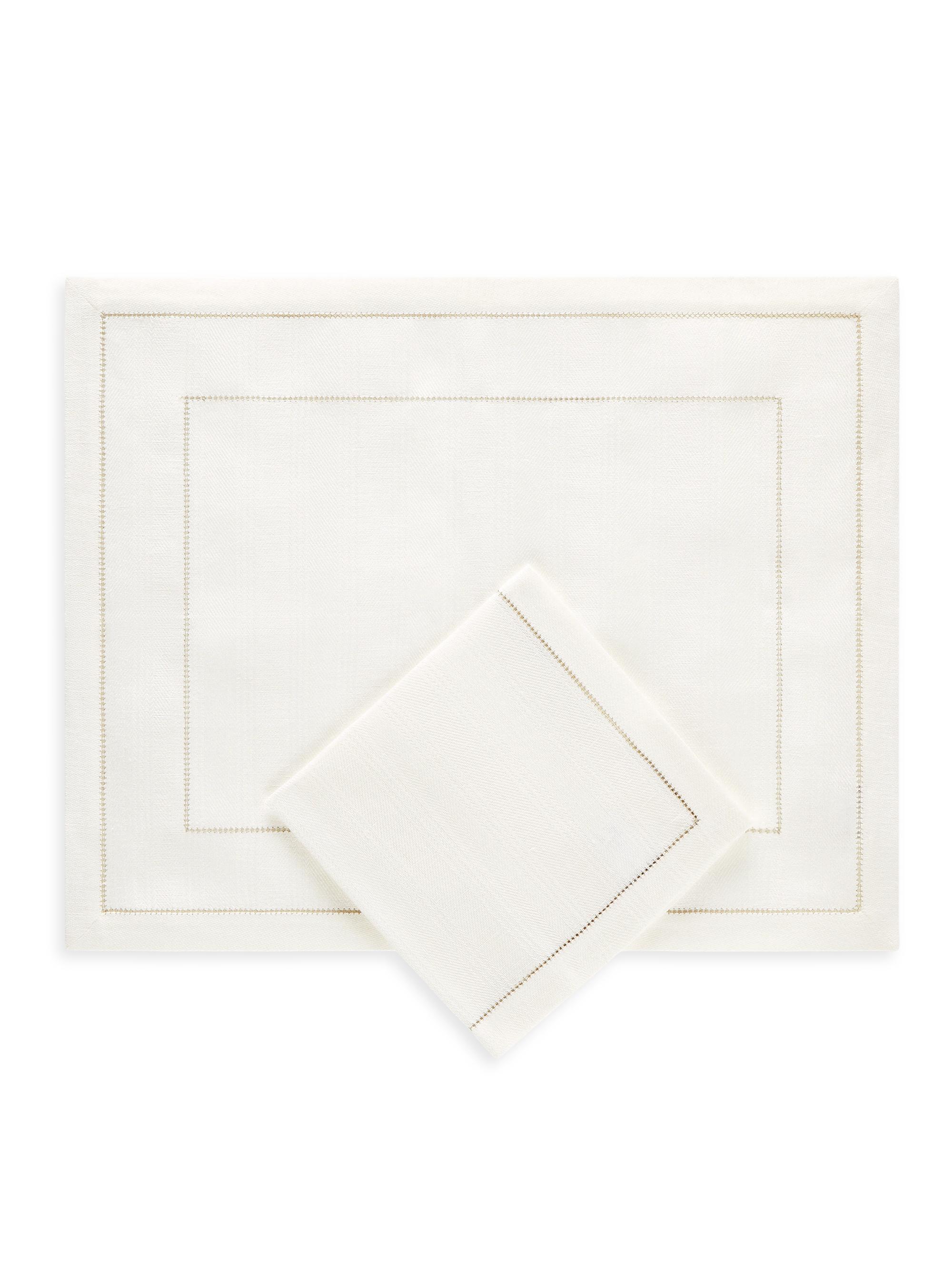 Brunello Cucinelli Placemat and Napkin Set in Striped Linen - White