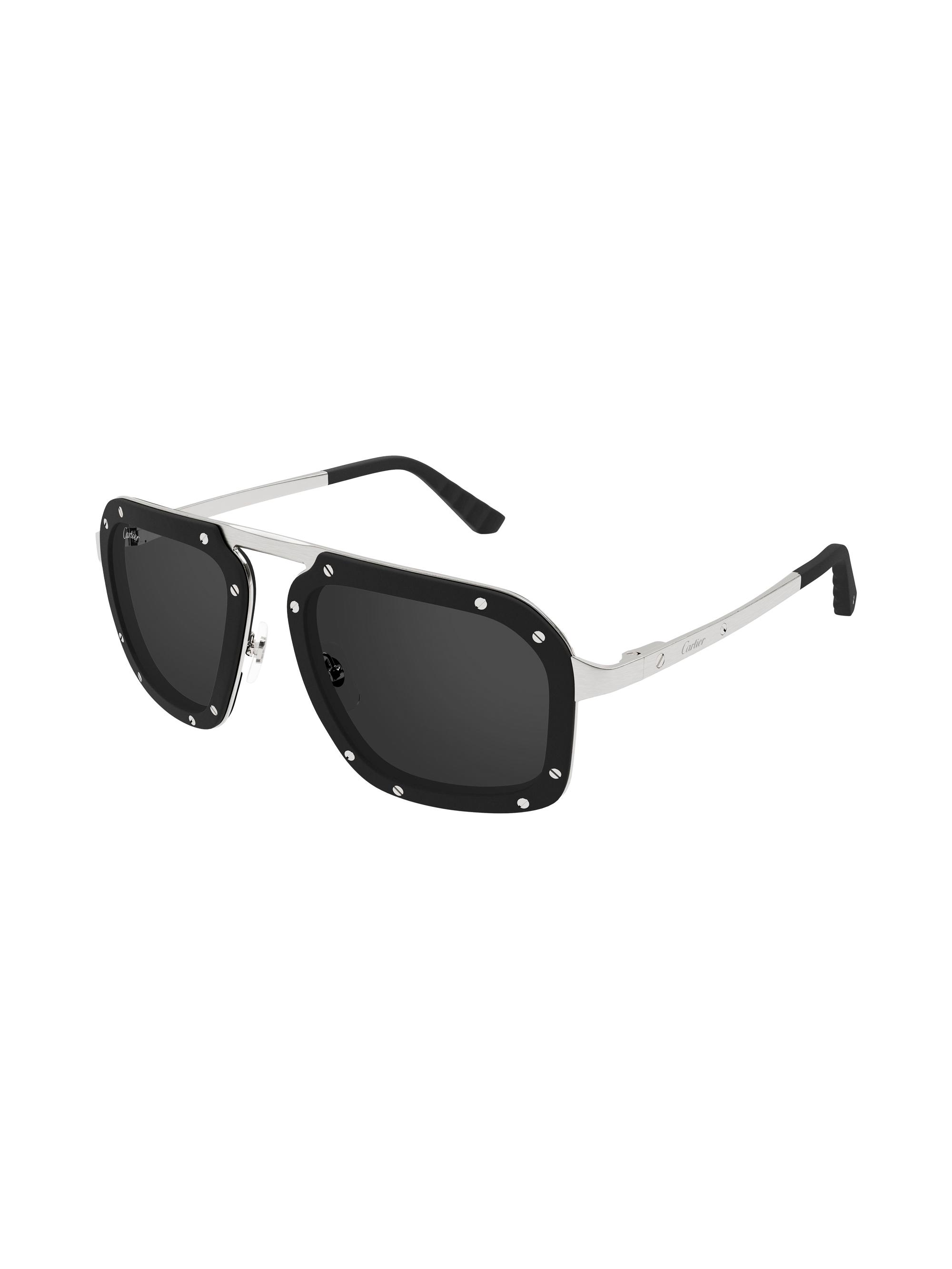 Cartier Men's Santos Evolution 55MM Pilot Sunglasses - Black Silver