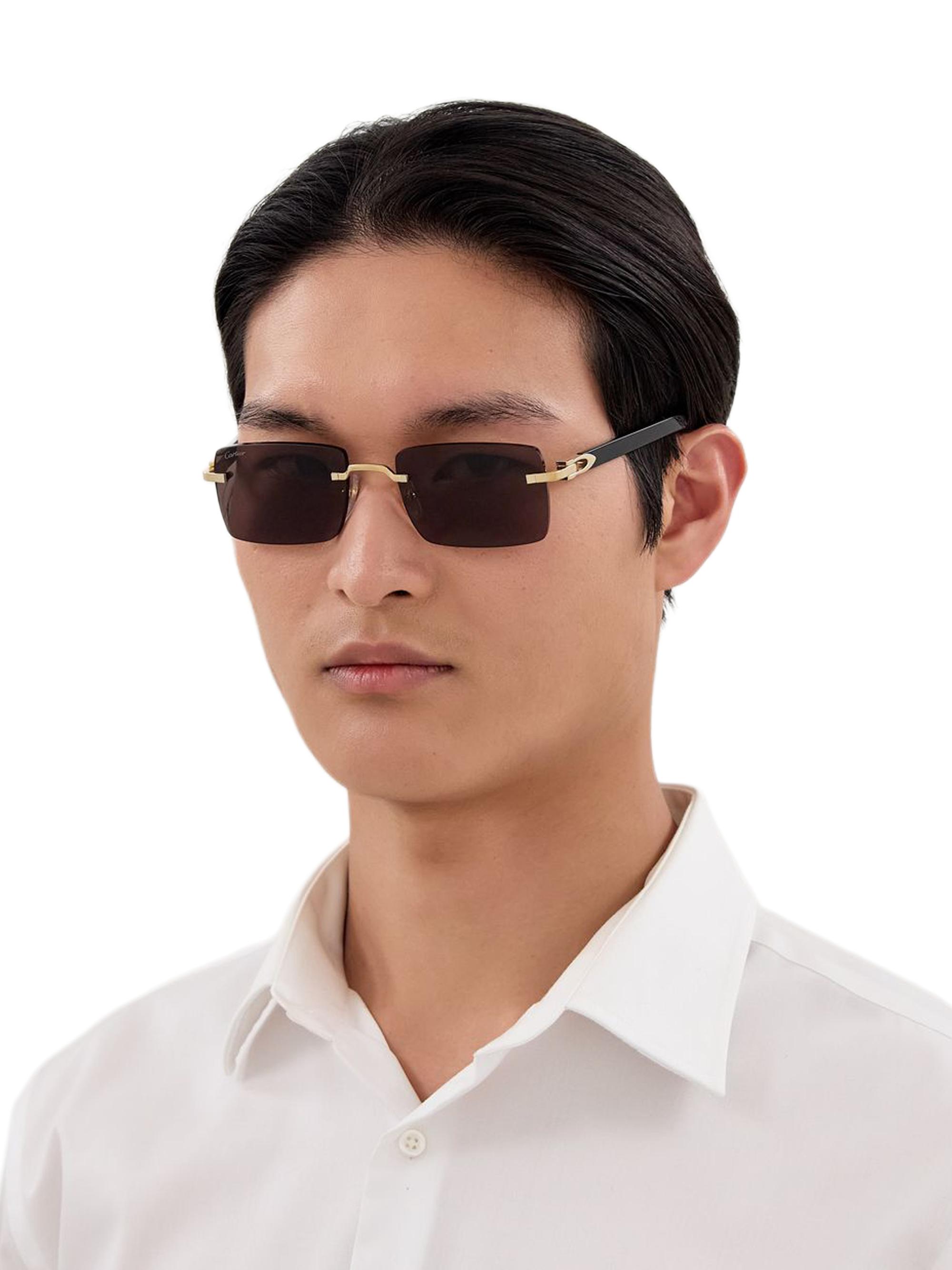 Cartier C Decor 55MM Rectangular Sunglasses | Saks Fifth Avenue