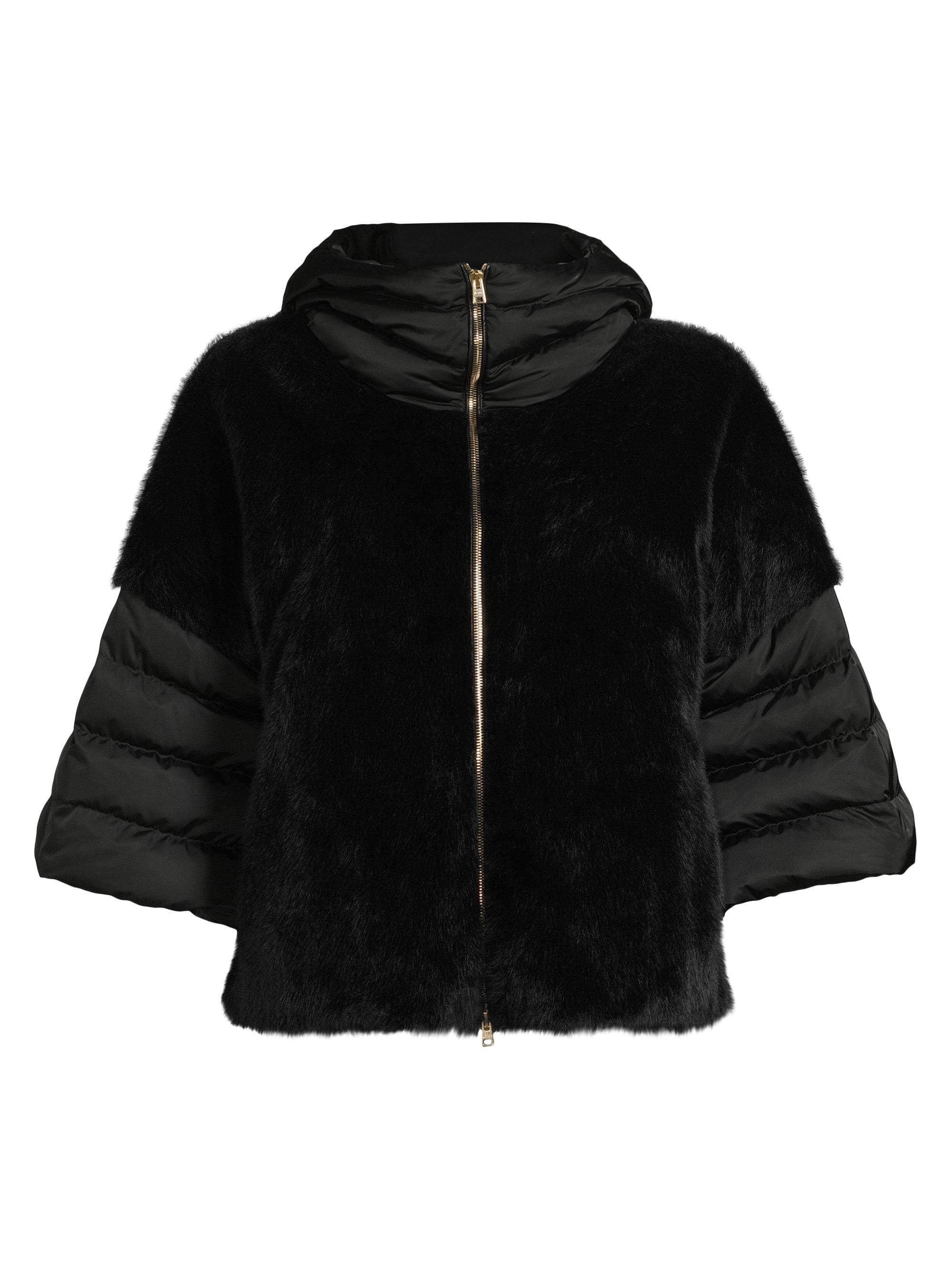 Herno Women's Faux Fur-Satin Down Jacket - Nero