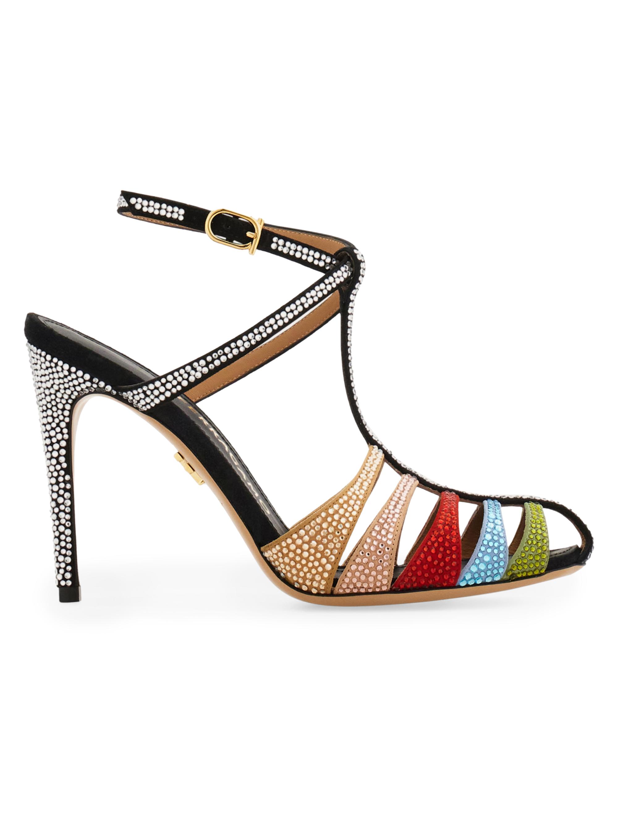 Lipa 95MM Crystal-Embellished Suede Stiletto Sandals