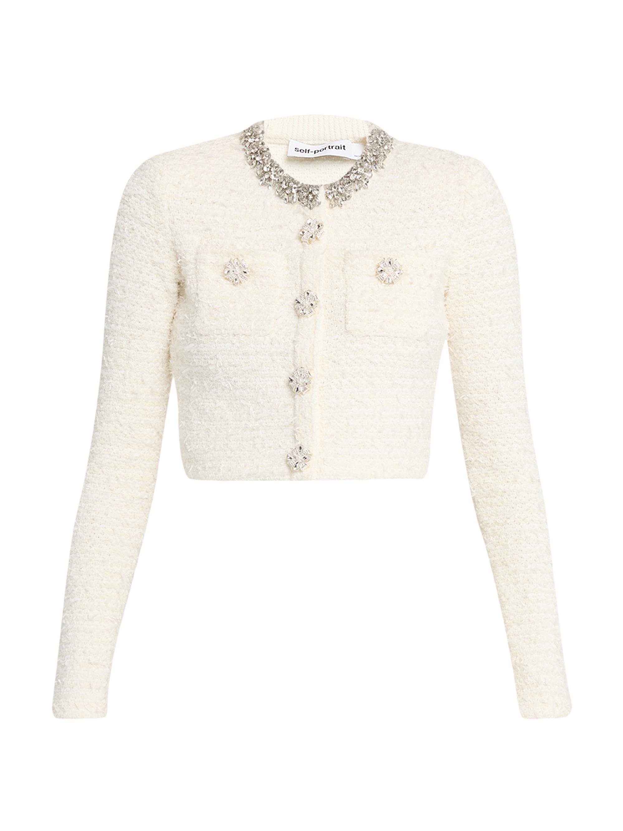 Self-Portrait Embellished Bouclé-Knit Cardigan | Saks Fifth Avenue