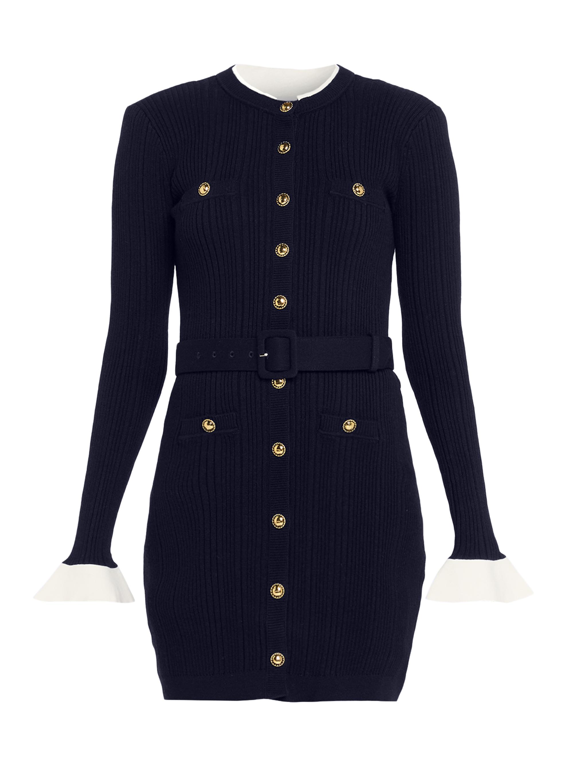 Self-Portrait Women's Stretch-Knit Belted Minidress - Navy