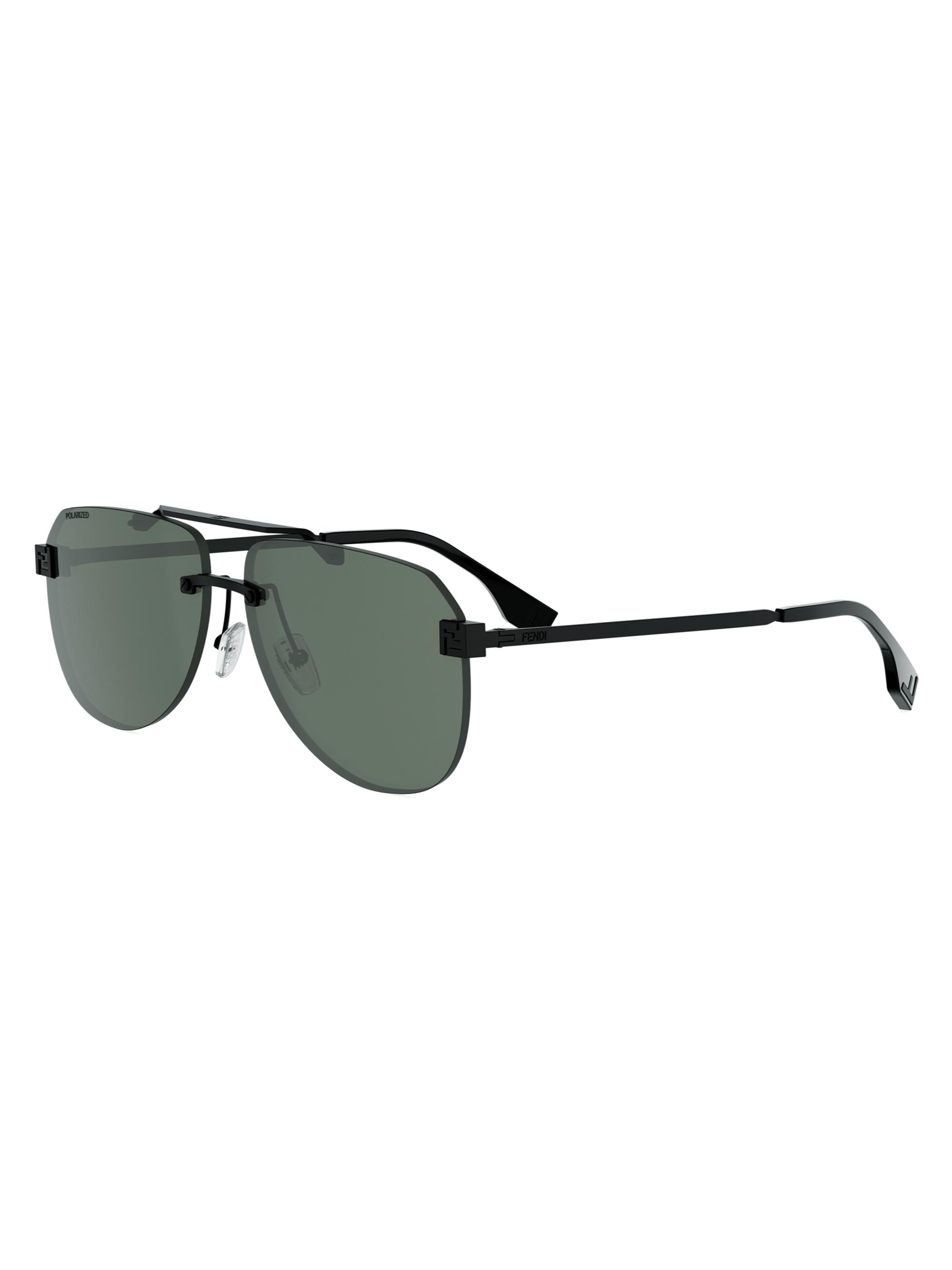Fendi Men's  Sky 61MM Pilot Sunglasses - Matte Black And Green Polarized