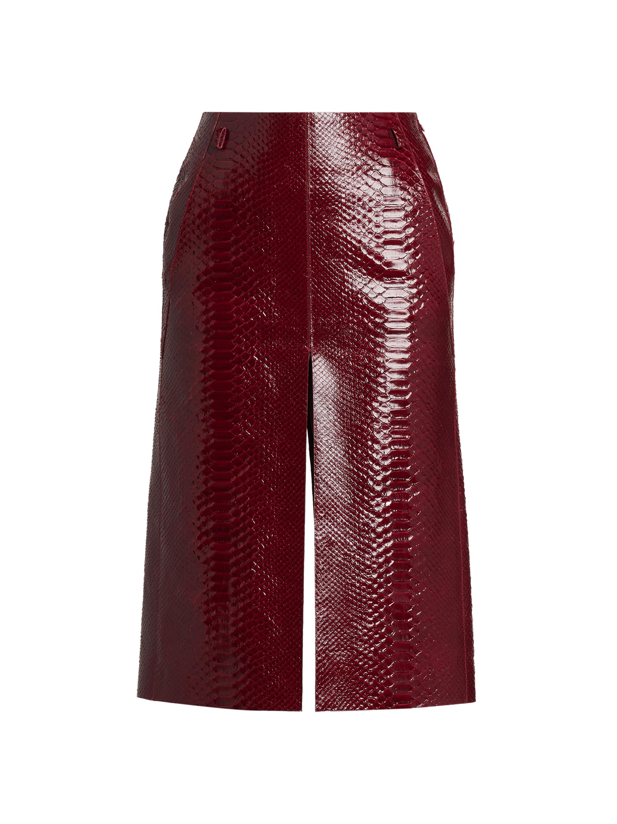 TOM FORD Women's Snake-Effect Leather Midi-Skirt - Ruby Red